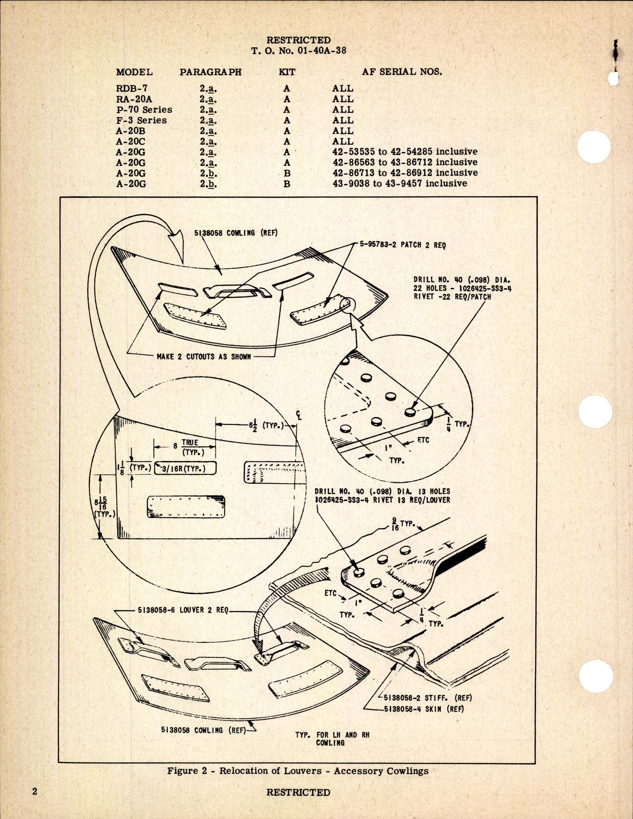 Sample page 2 from AirCorps Library document: Rework of Accessory Cowling Deflector Assembly for A-20, P-70, F-3, and RDB-7 Series