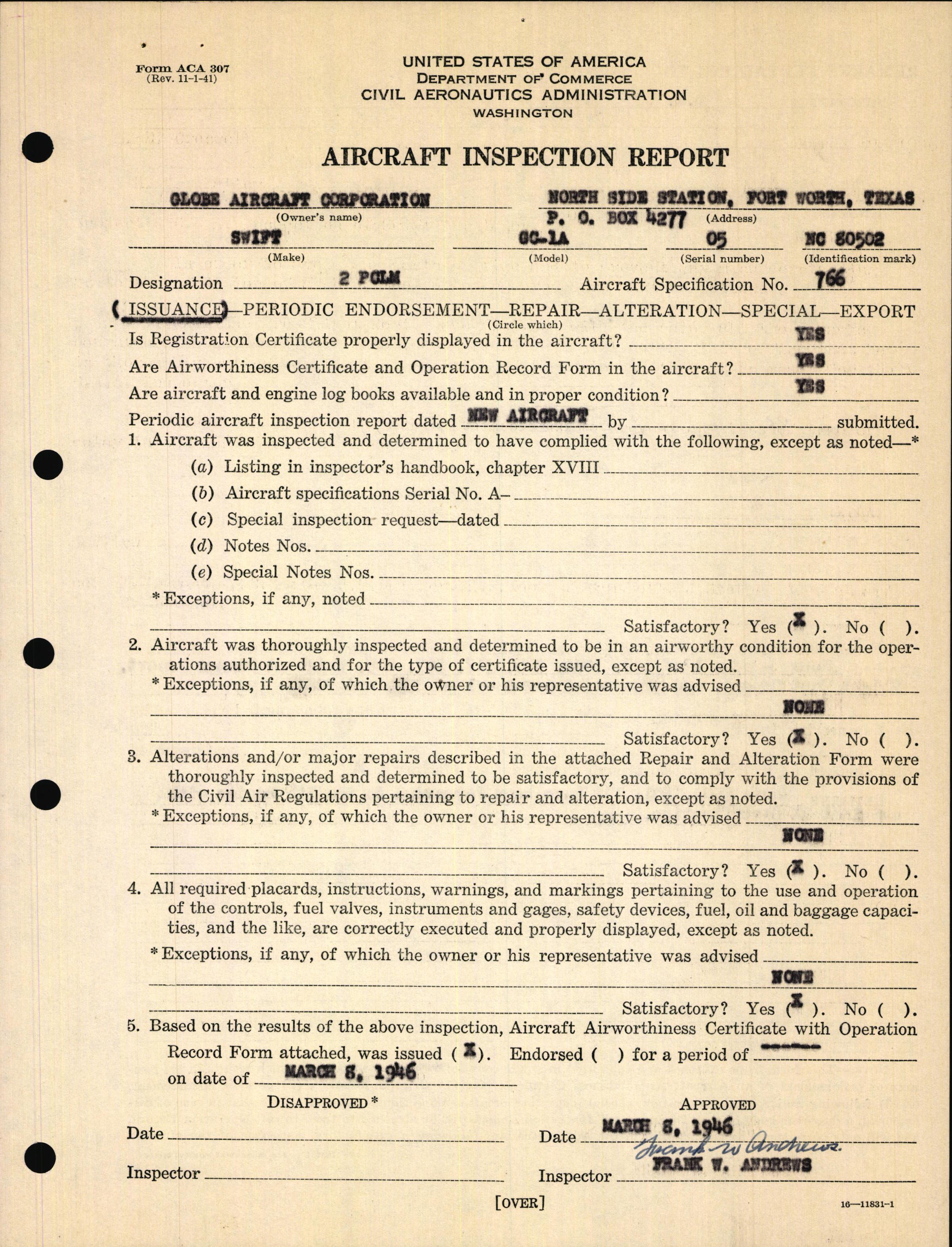 Sample page 6 from AirCorps Library document: Technical Information for Serial Number 05