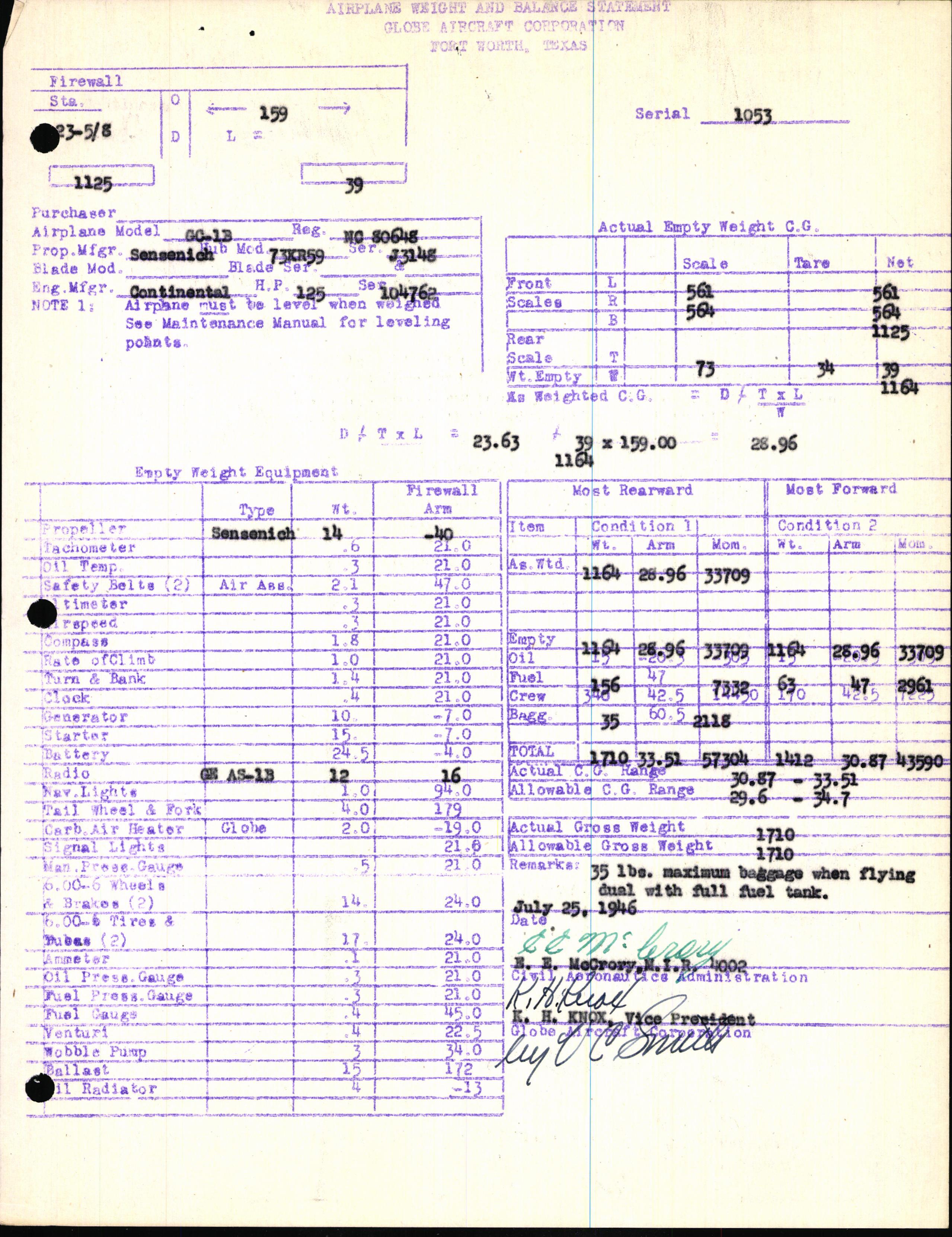 Sample page 7 from AirCorps Library document: Technical Information for Serial Number 1053
