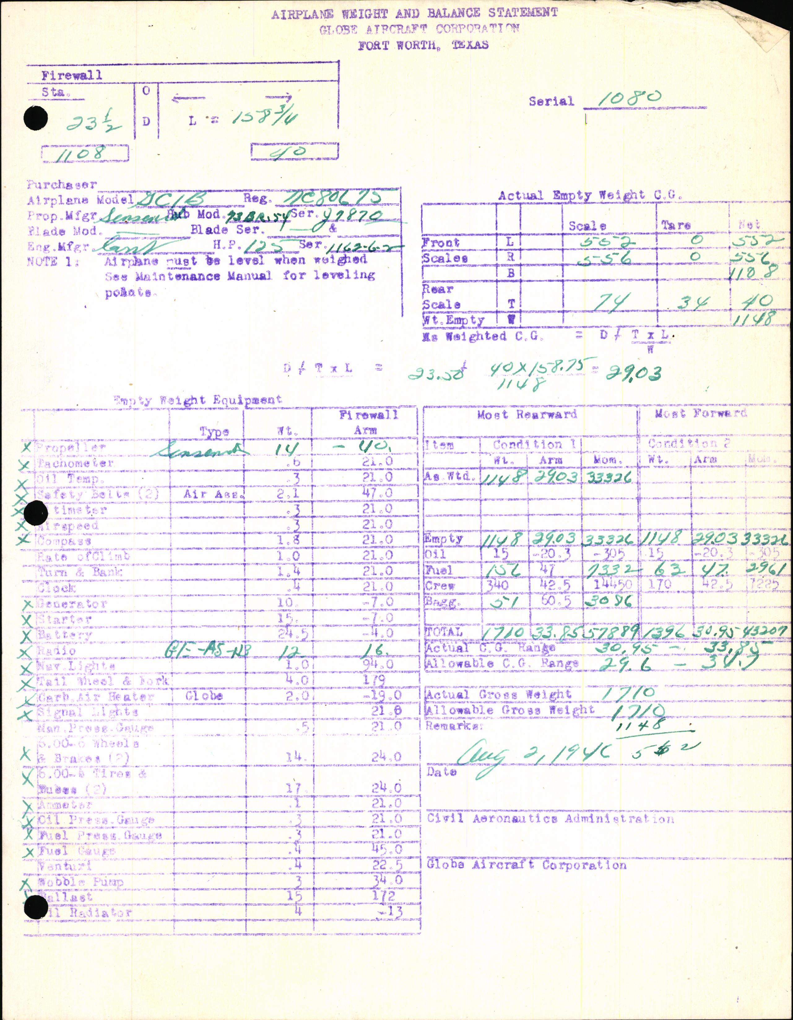 Sample page 7 from AirCorps Library document: Technical Information for Serial Number 1080