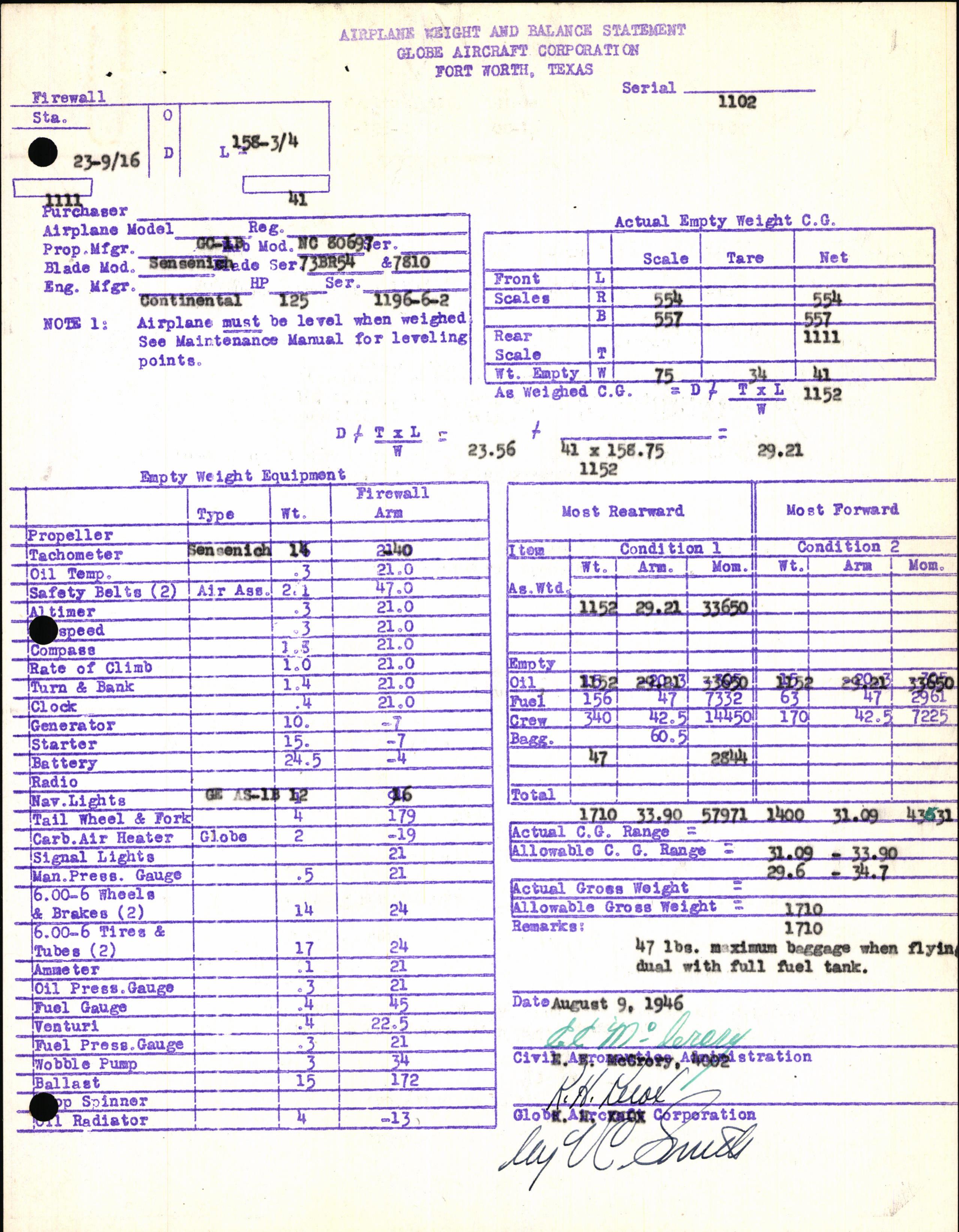 Sample page 5 from AirCorps Library document: Technical Information for Serial Number 1102