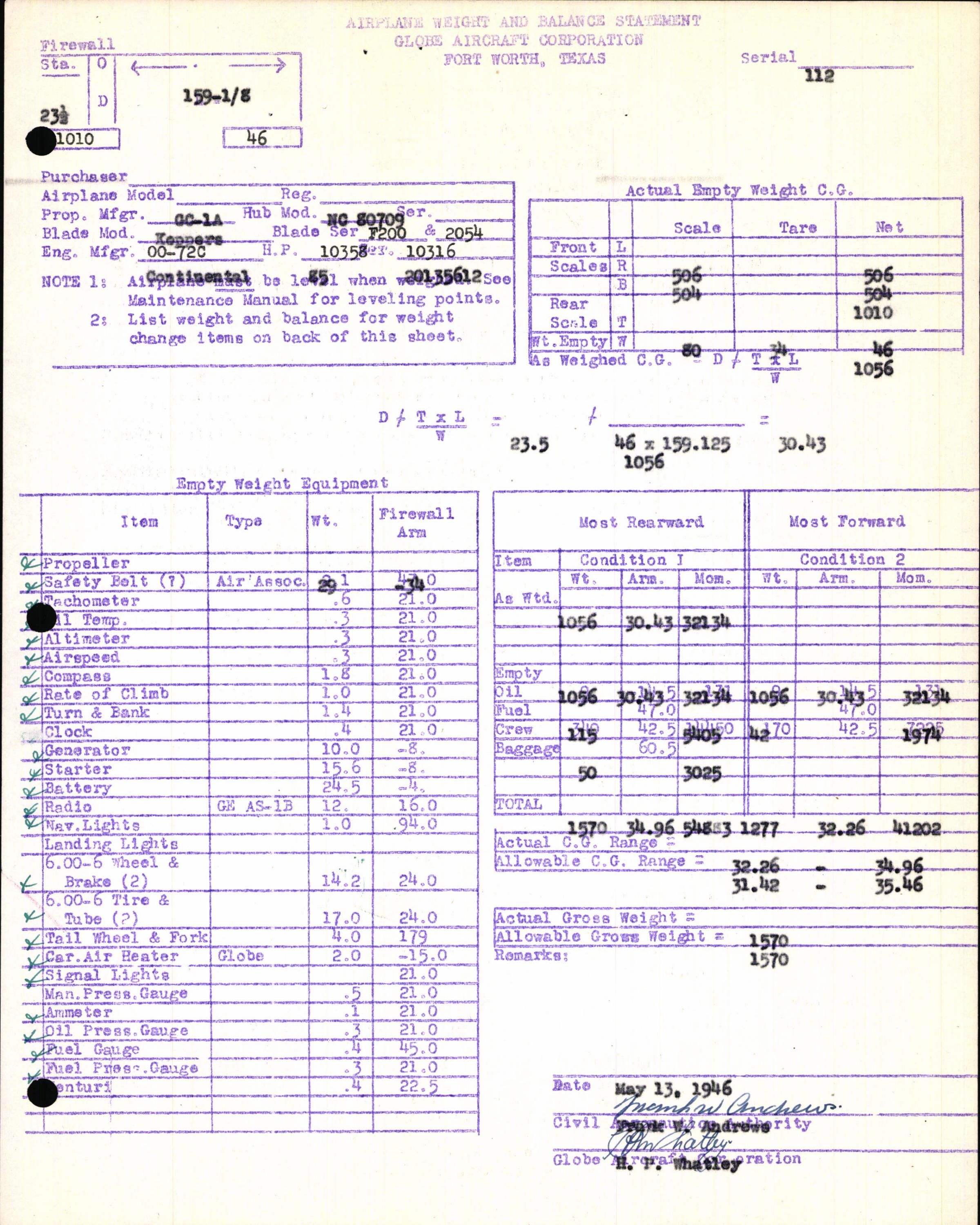Sample page 9 from AirCorps Library document: Technical Information for Serial Number 112