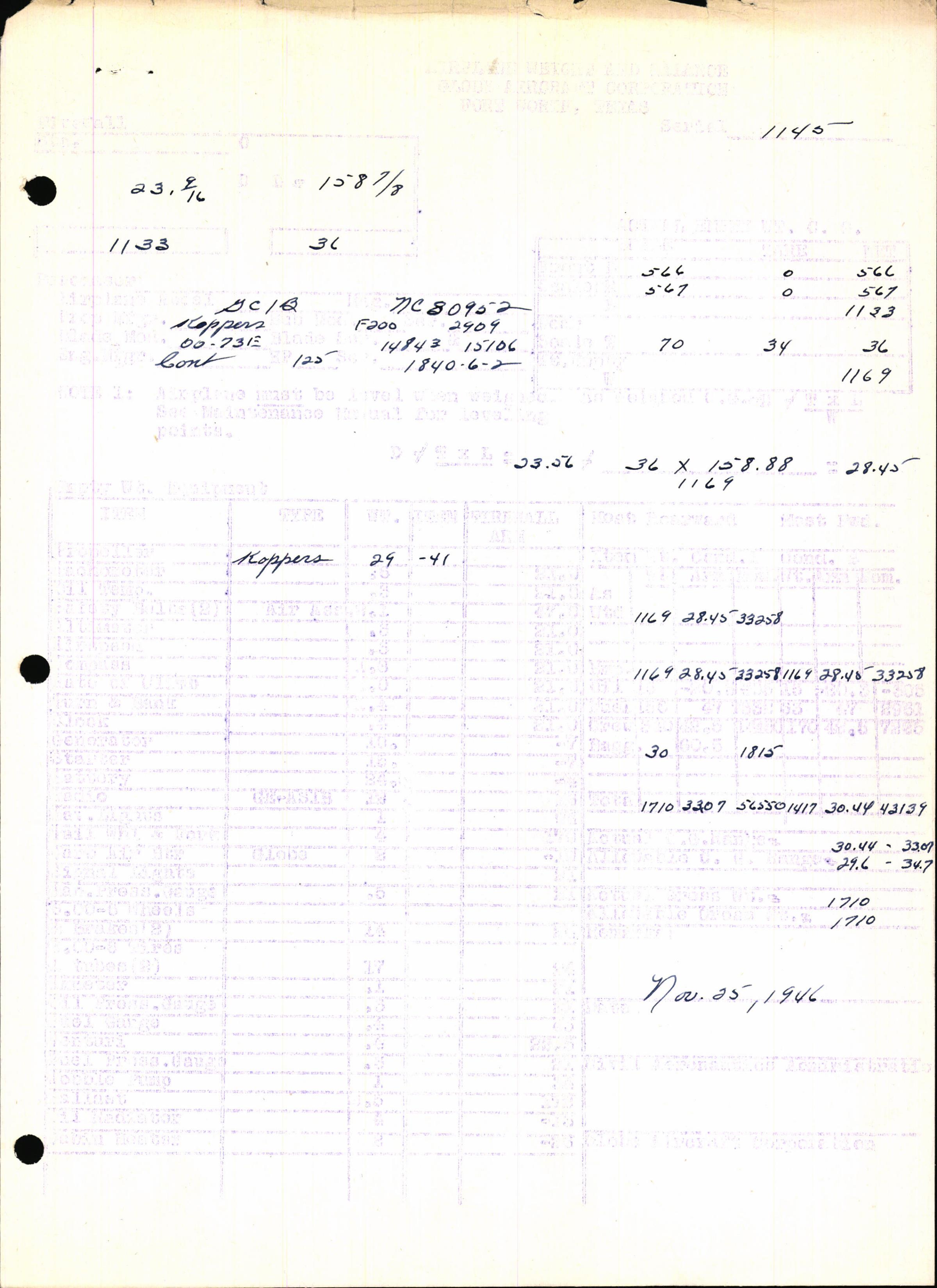 Sample page 7 from AirCorps Library document: Technical Information for Serial Number 1145