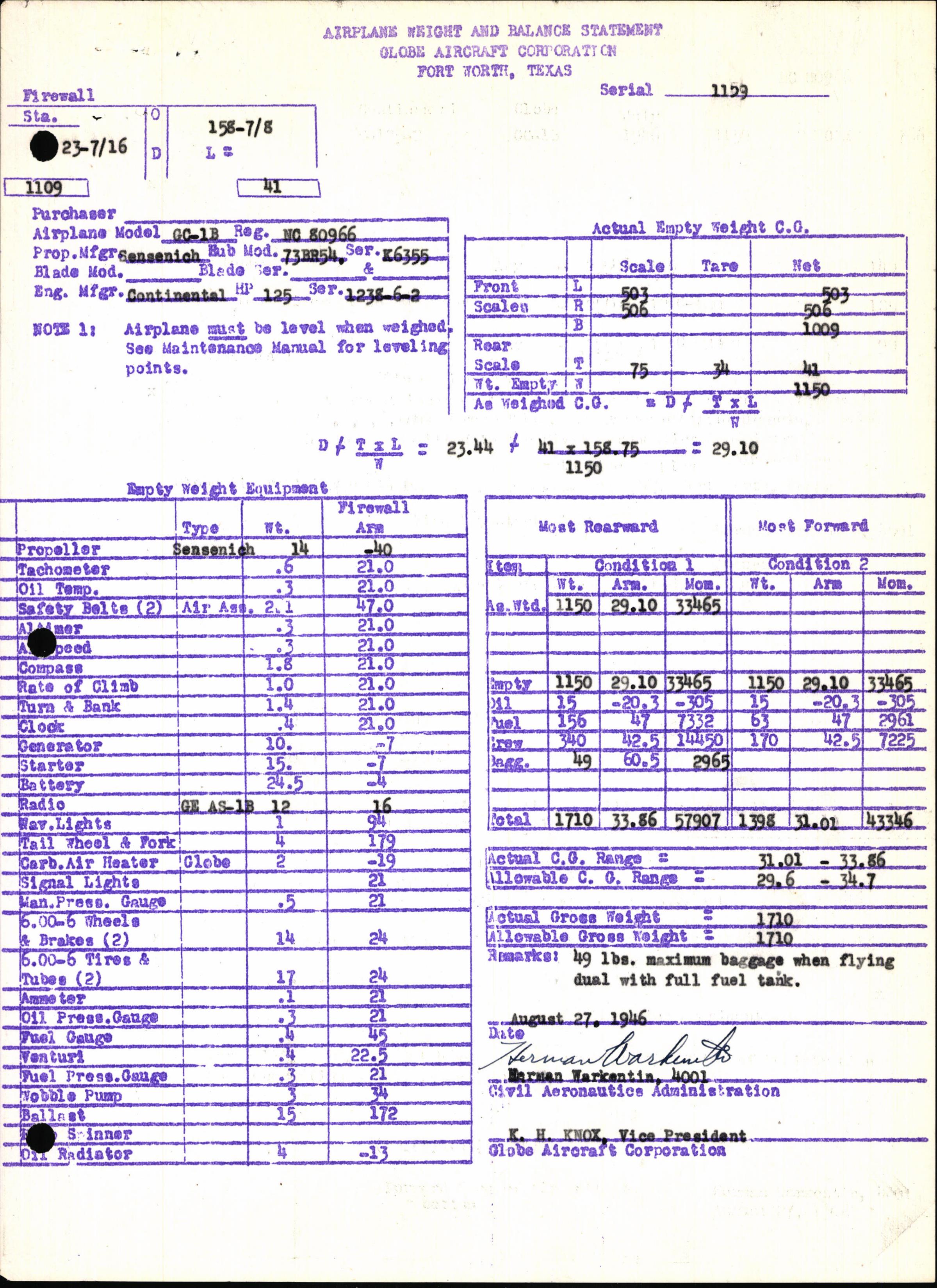 Sample page 7 from AirCorps Library document: Technical Information for Serial Number 1159