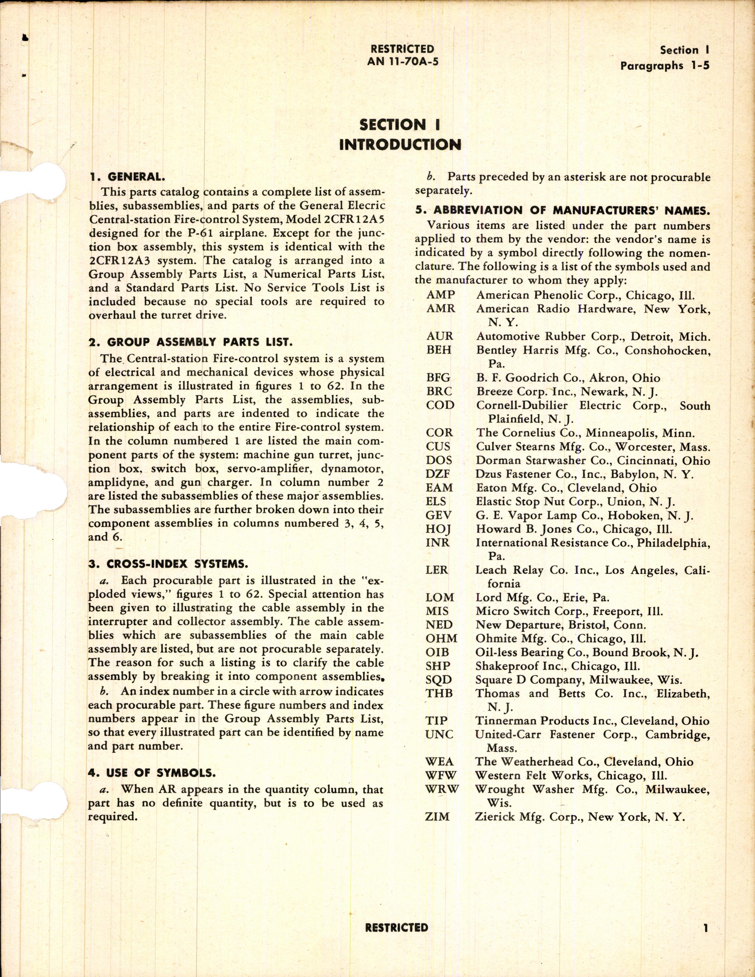 Sample page 5 from AirCorps Library document: Parts Catalog for Central-Station Fire-Control System for P-61 Aircraft