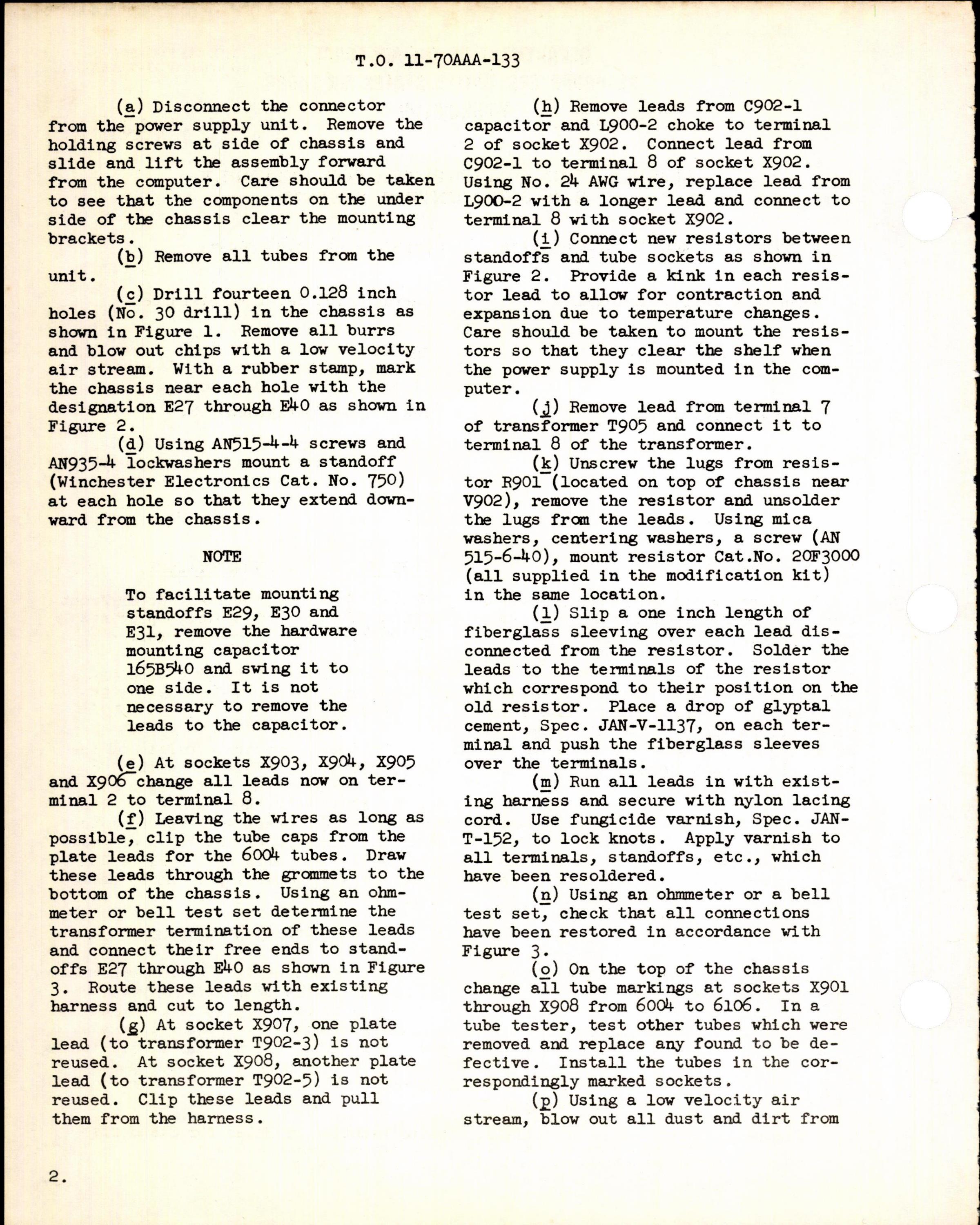 Sample page 2 from AirCorps Library document: Modification of Computer Power Supply for B-36 Fire Control System