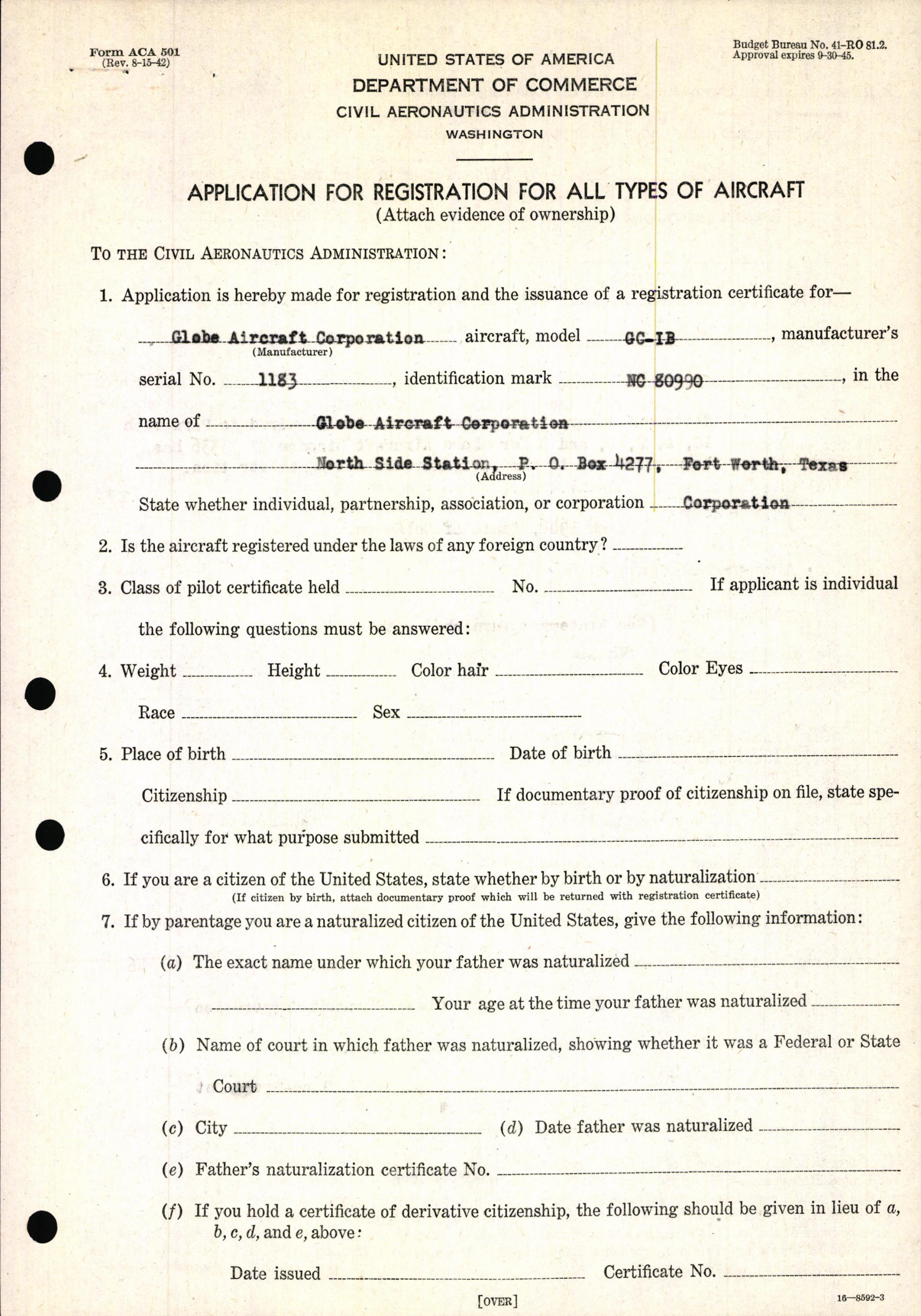 Sample page 3 from AirCorps Library document: Technical Information for Serial Number 1183