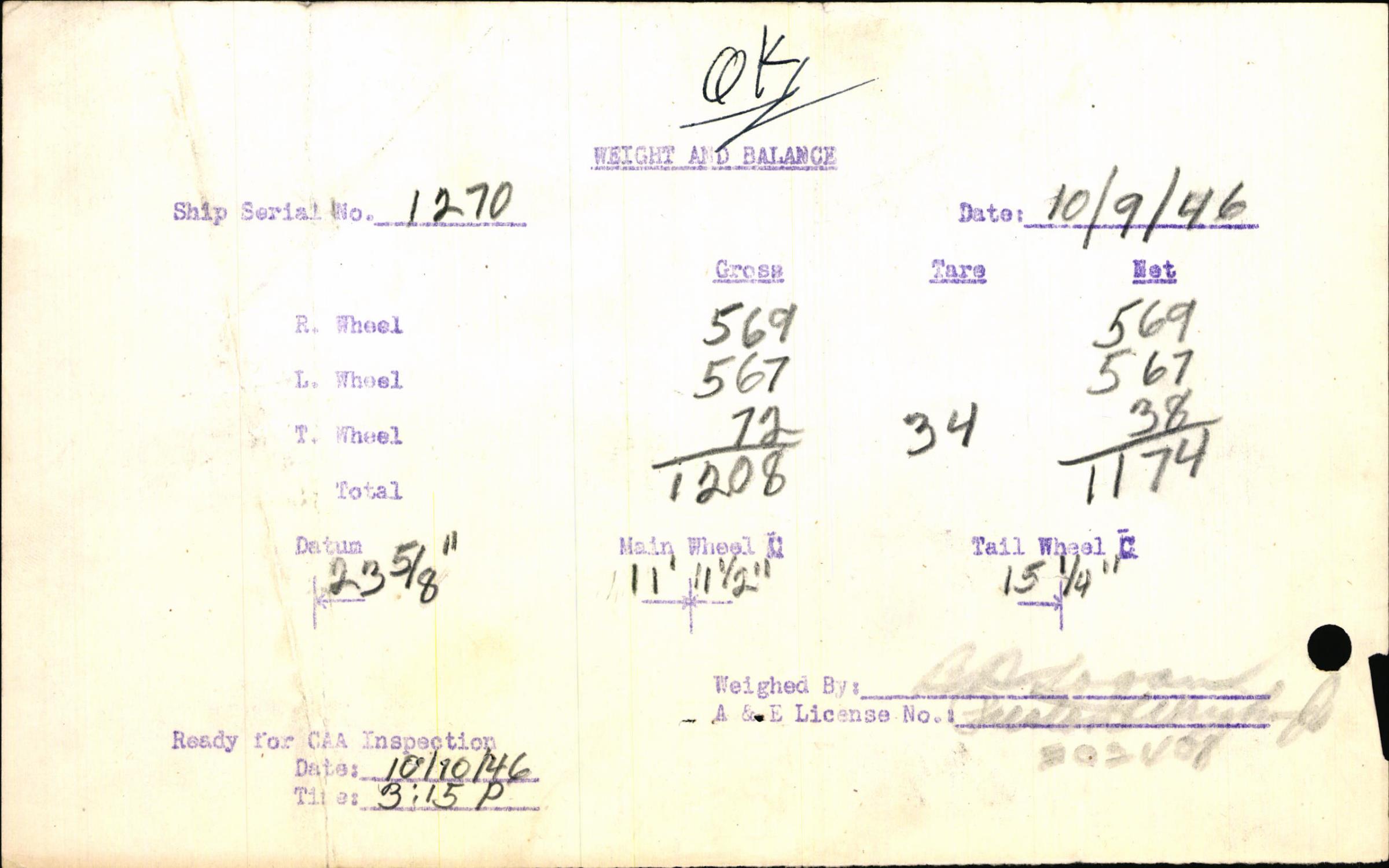 Sample page 3 from AirCorps Library document: Technical Information for Serial Number 1270