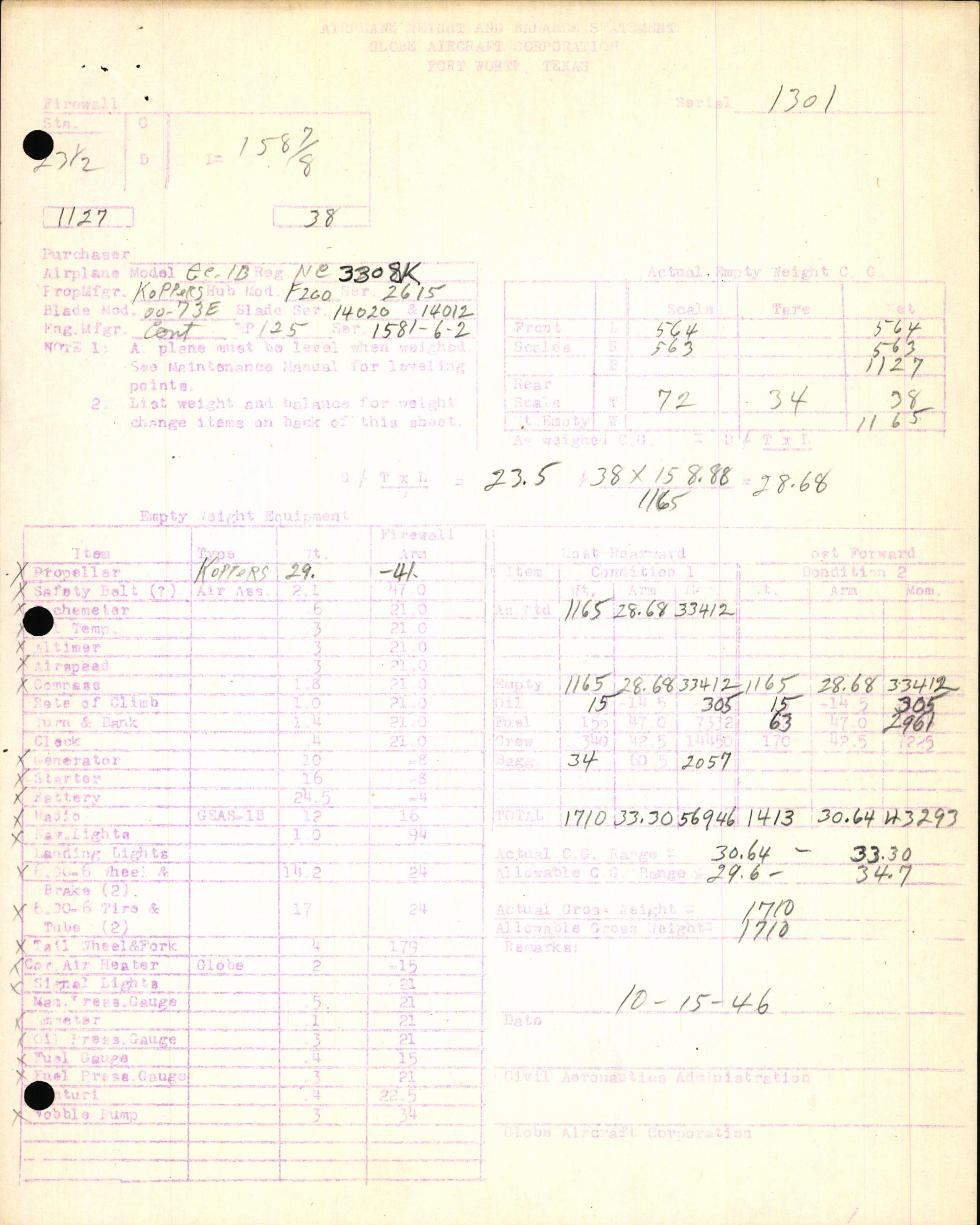 Sample page 7 from AirCorps Library document: Technical Information for Serial Number 1301