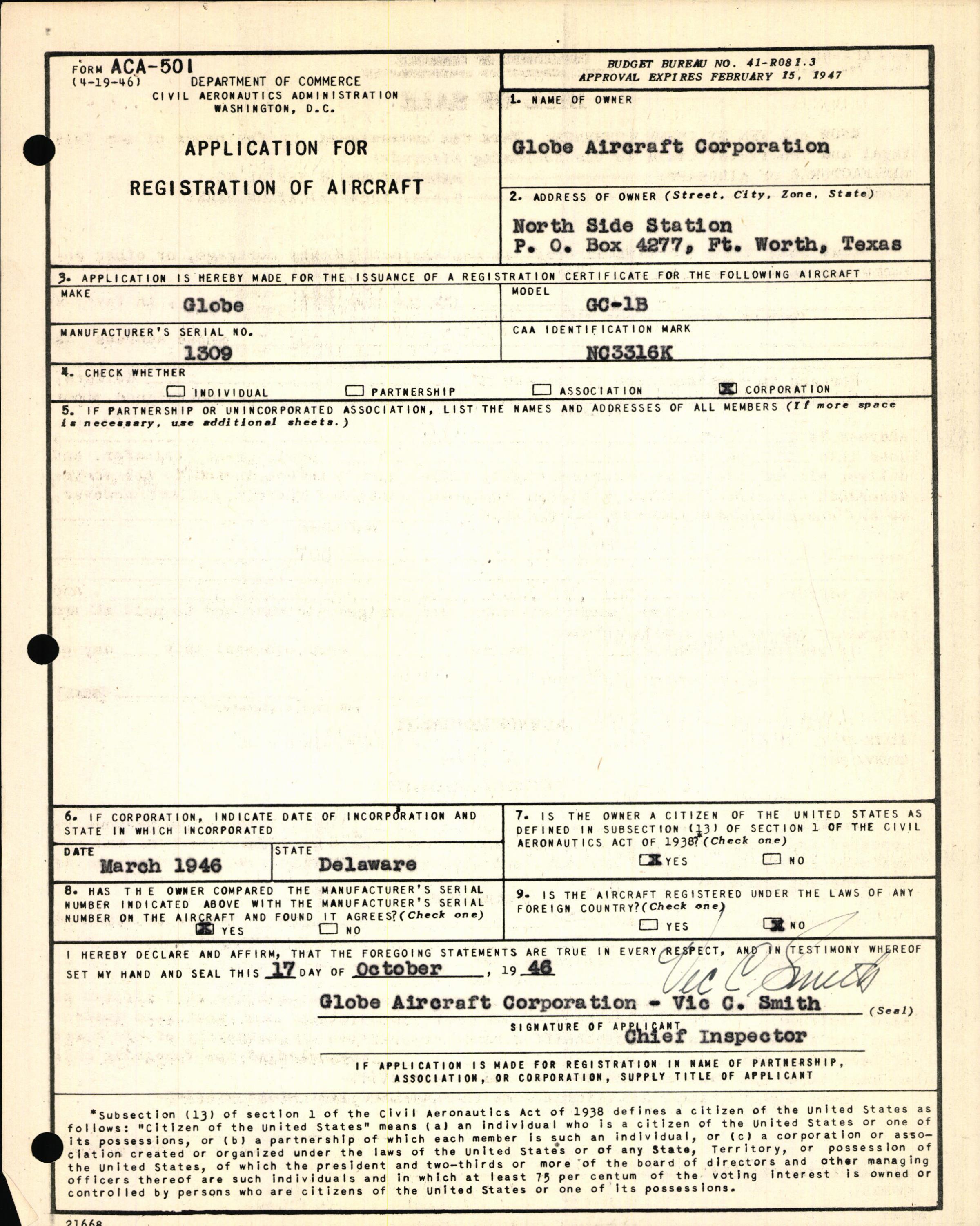 Sample page 5 from AirCorps Library document: Technical Information for Serial Number 1309