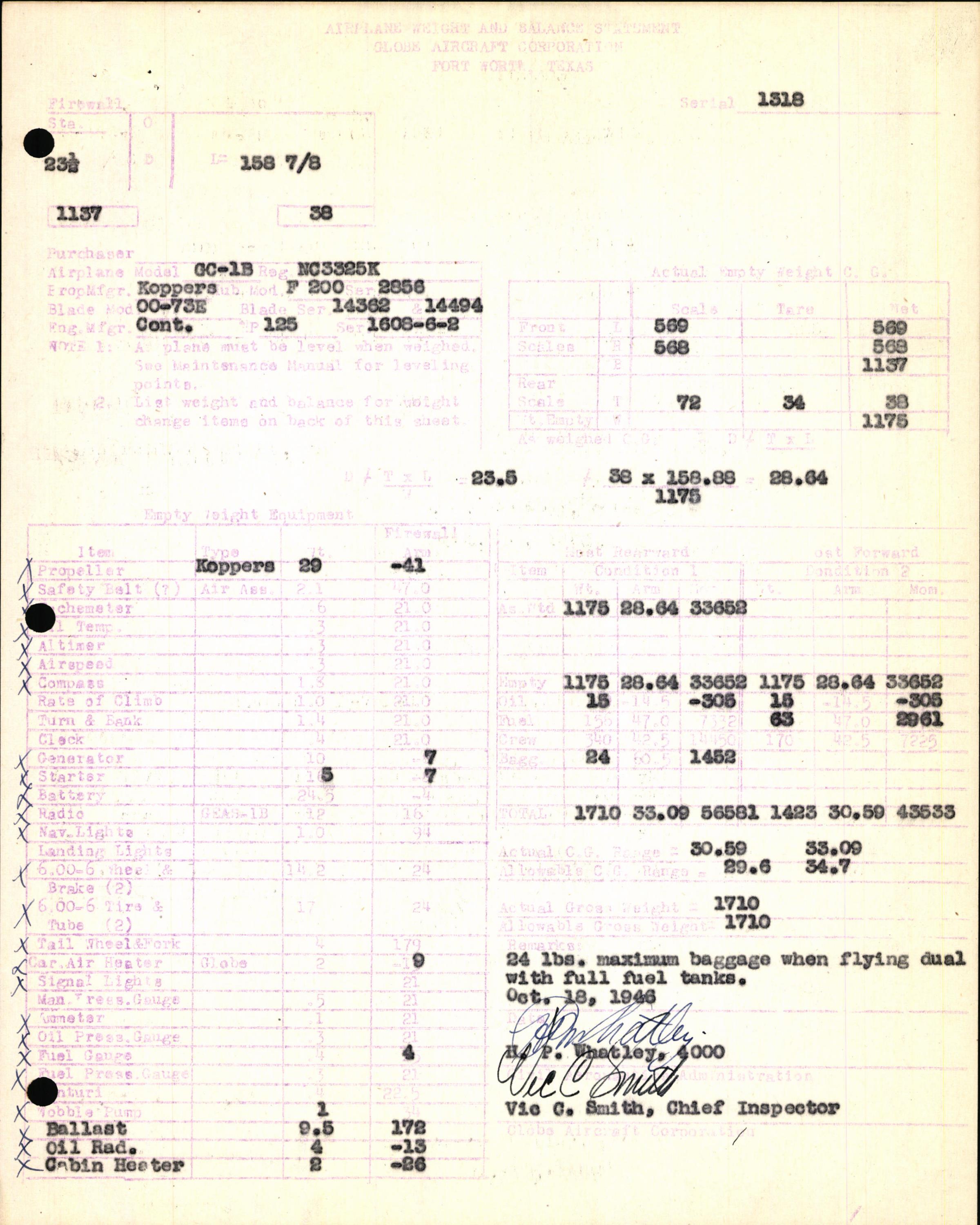 Sample page 7 from AirCorps Library document: Technical Information for Serial Number 1318