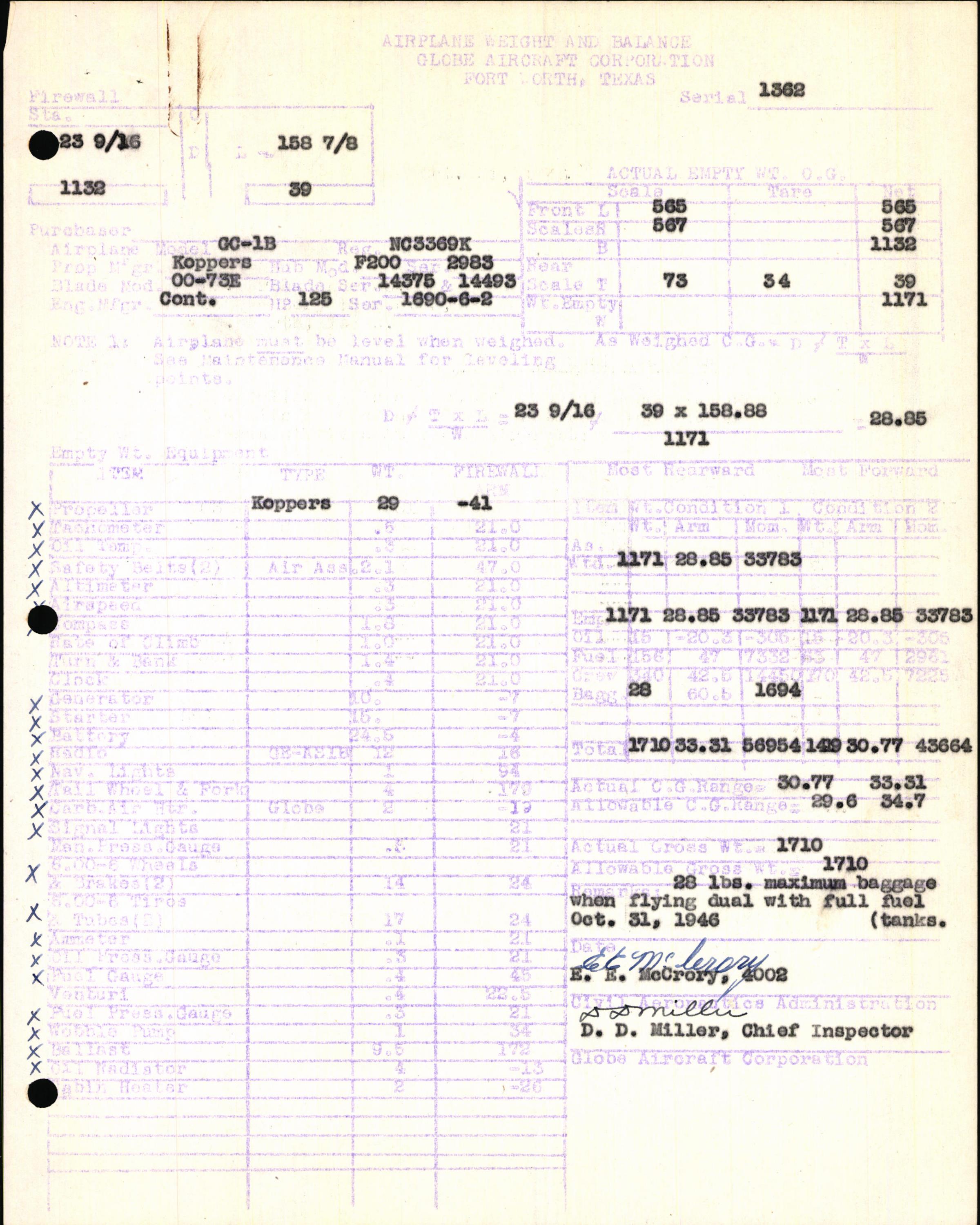 Sample page 5 from AirCorps Library document: Technical Information for Serial Number 1362