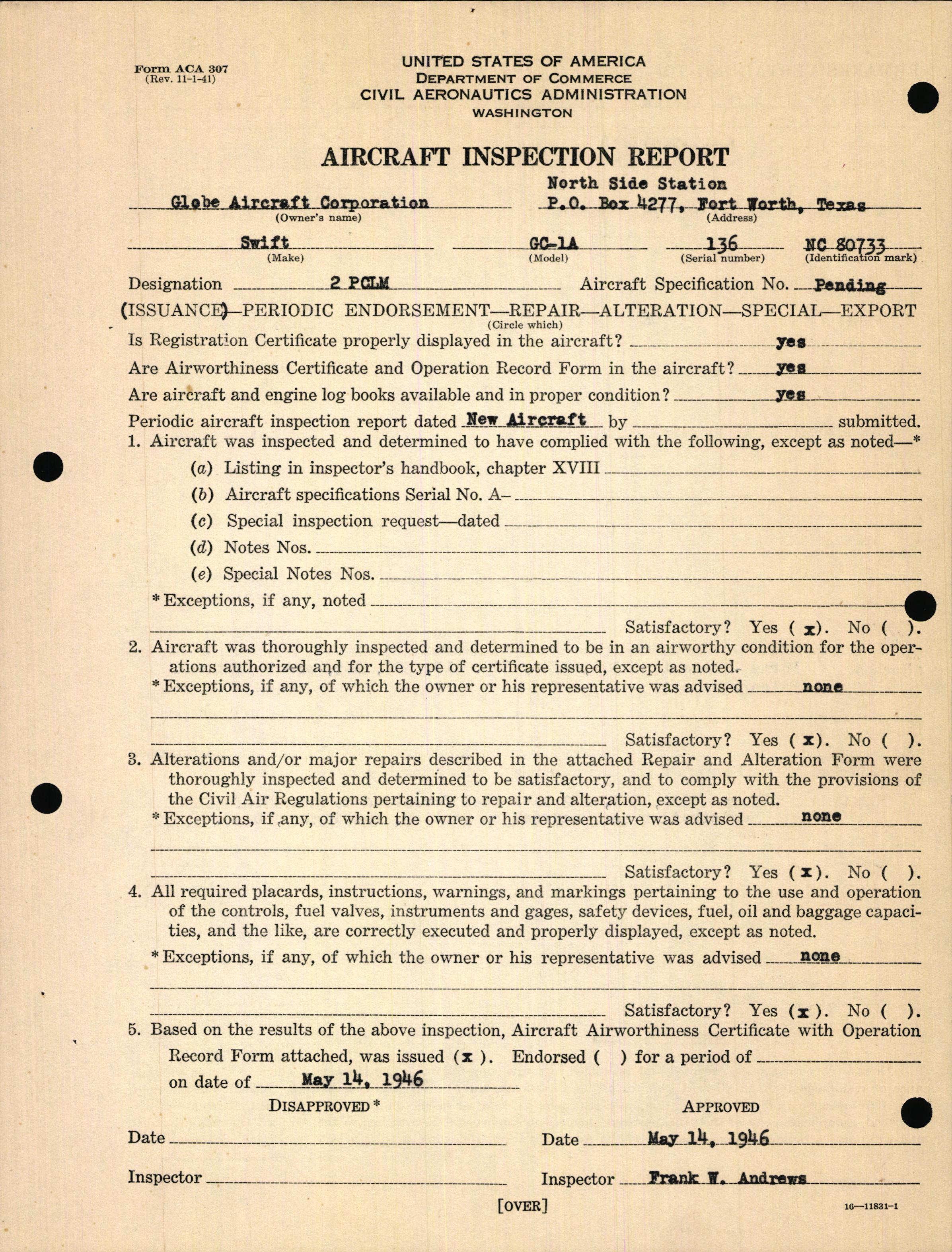 Sample page 5 from AirCorps Library document: Technical Information for Serial Number 136
