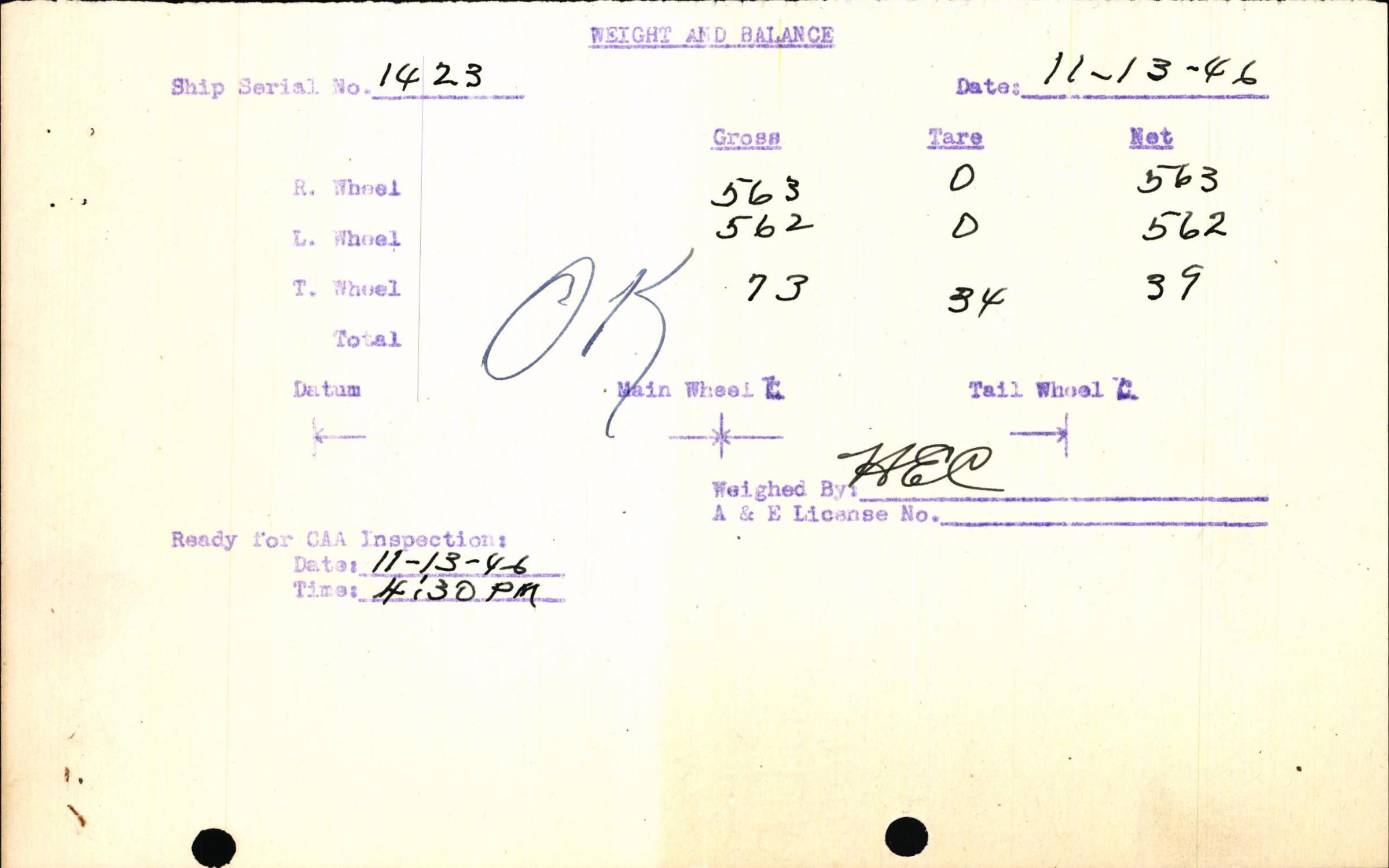 Sample page 3 from AirCorps Library document: Technical Information for Serial Number 1423