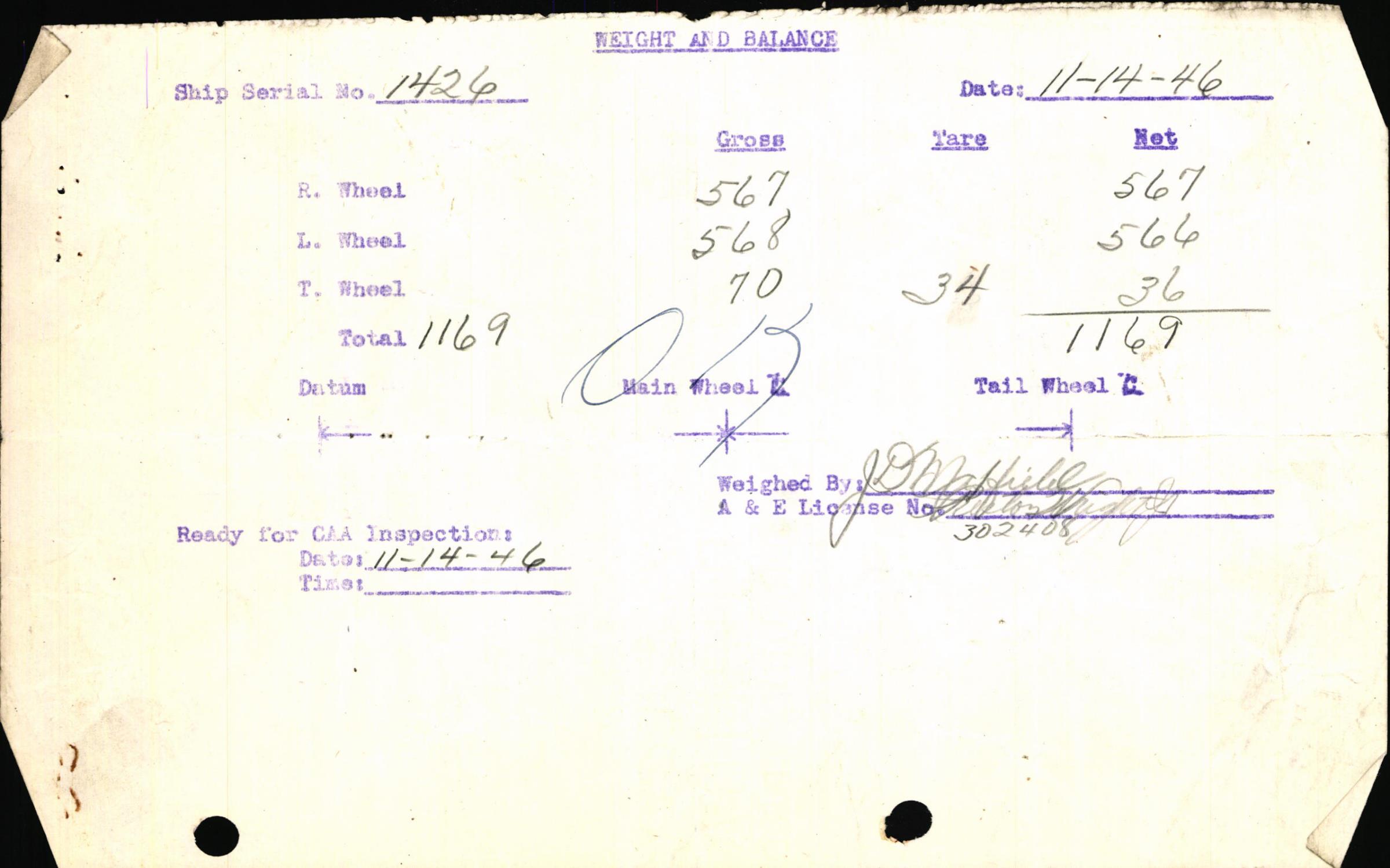 Sample page 3 from AirCorps Library document: Technical Information for Serial Number 1426