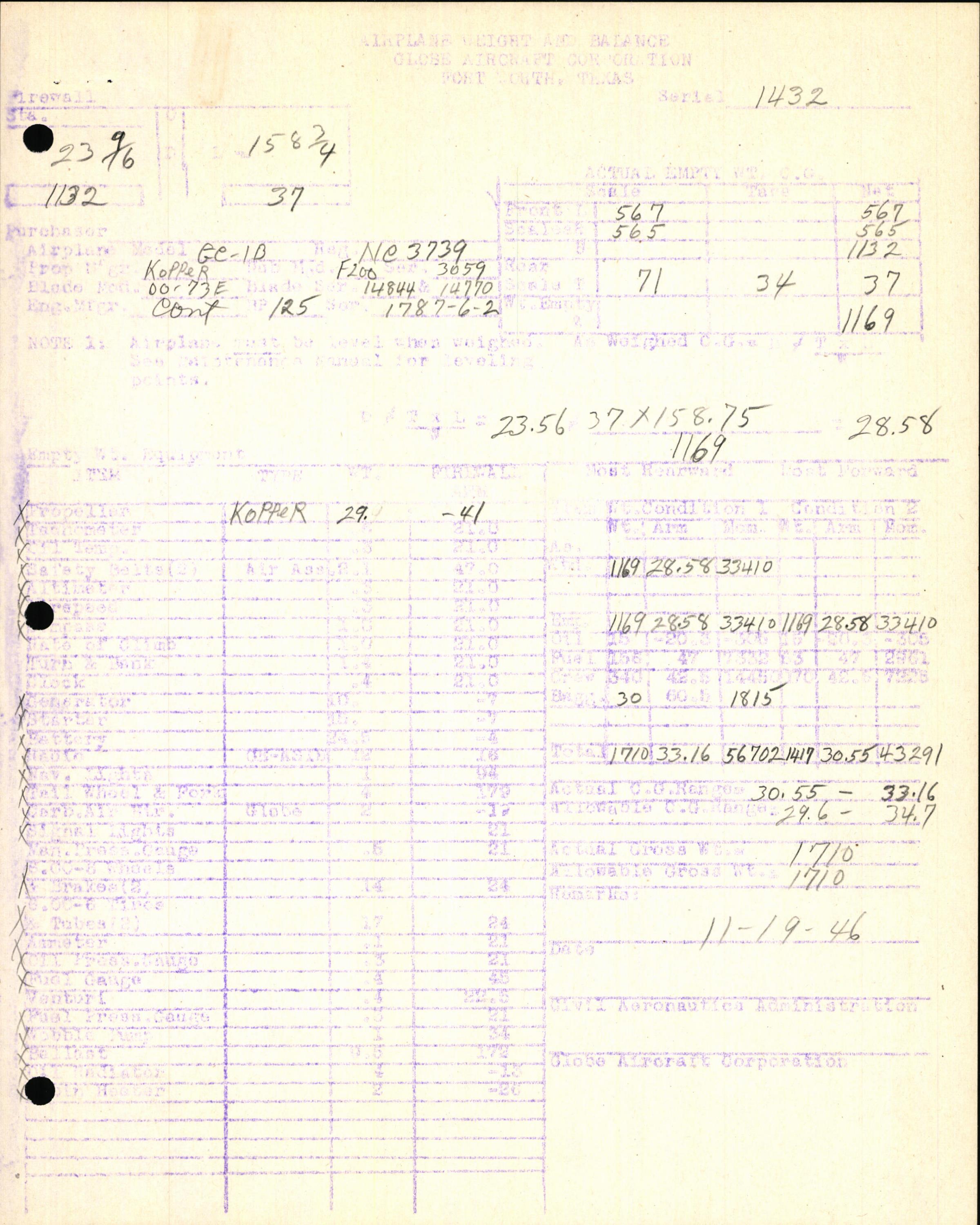 Sample page 7 from AirCorps Library document: Technical Information for Serial Number 1432