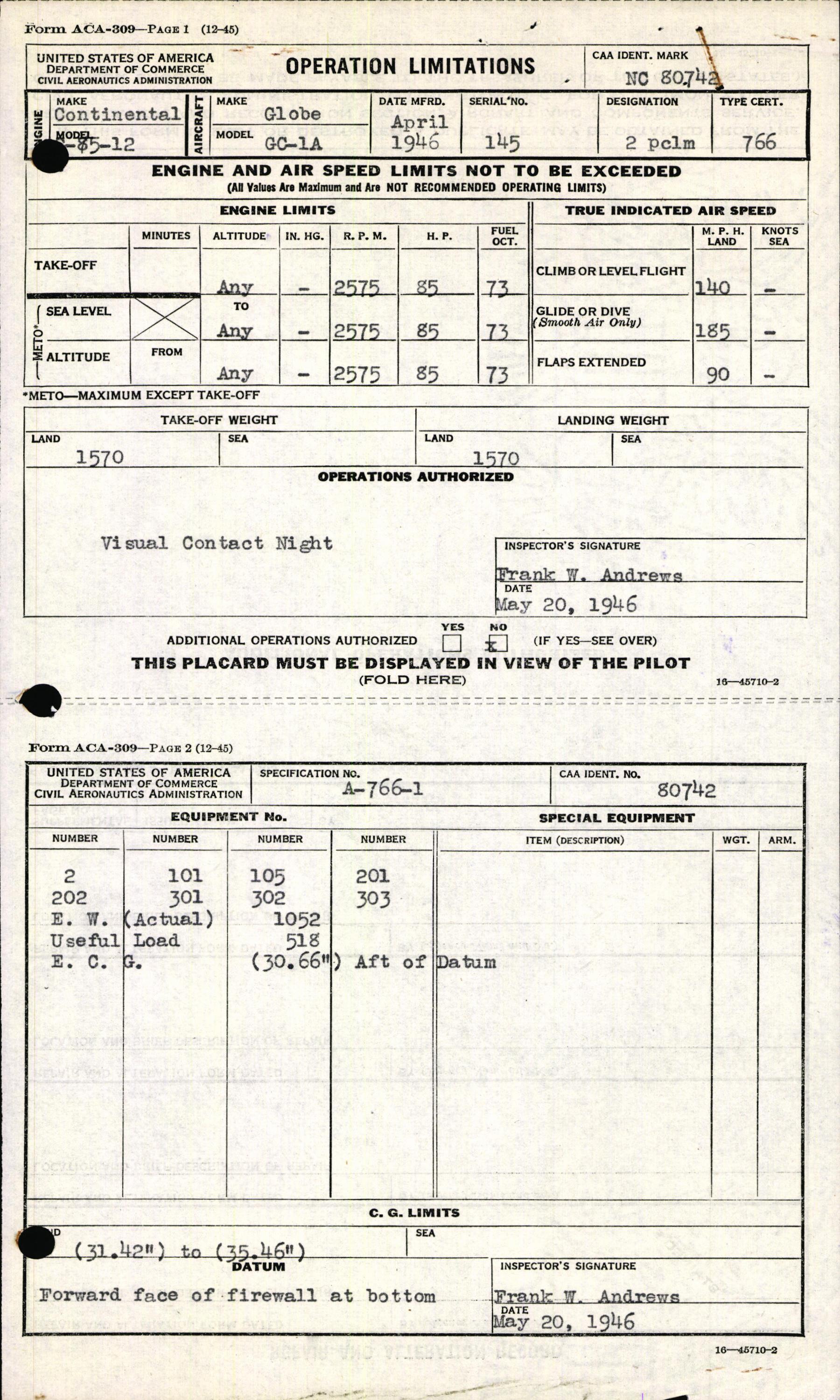 Sample page 5 from AirCorps Library document: Technical Information for Serial Number 145