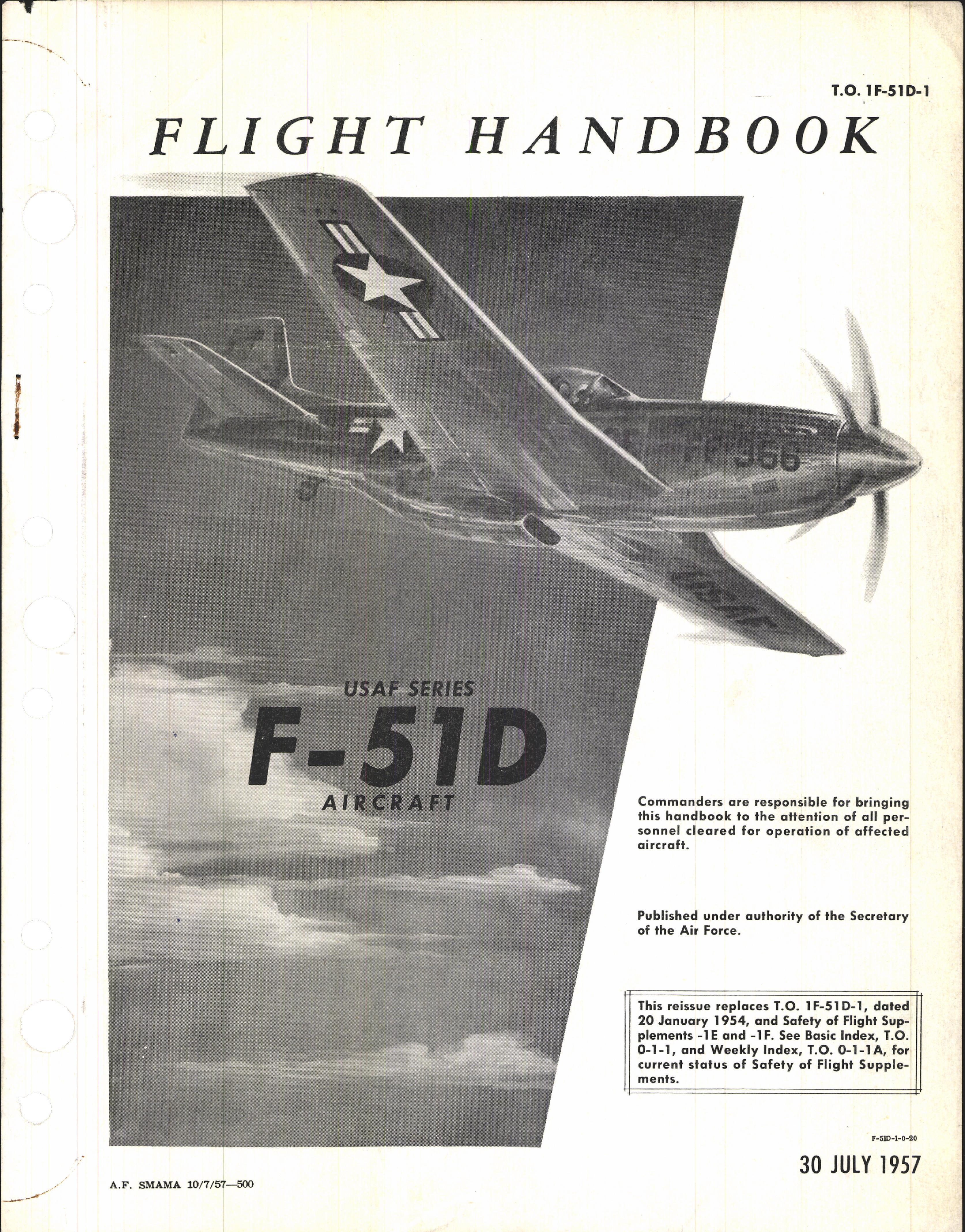 Sample page 1 from AirCorps Library document: F-51D Flight Handbook