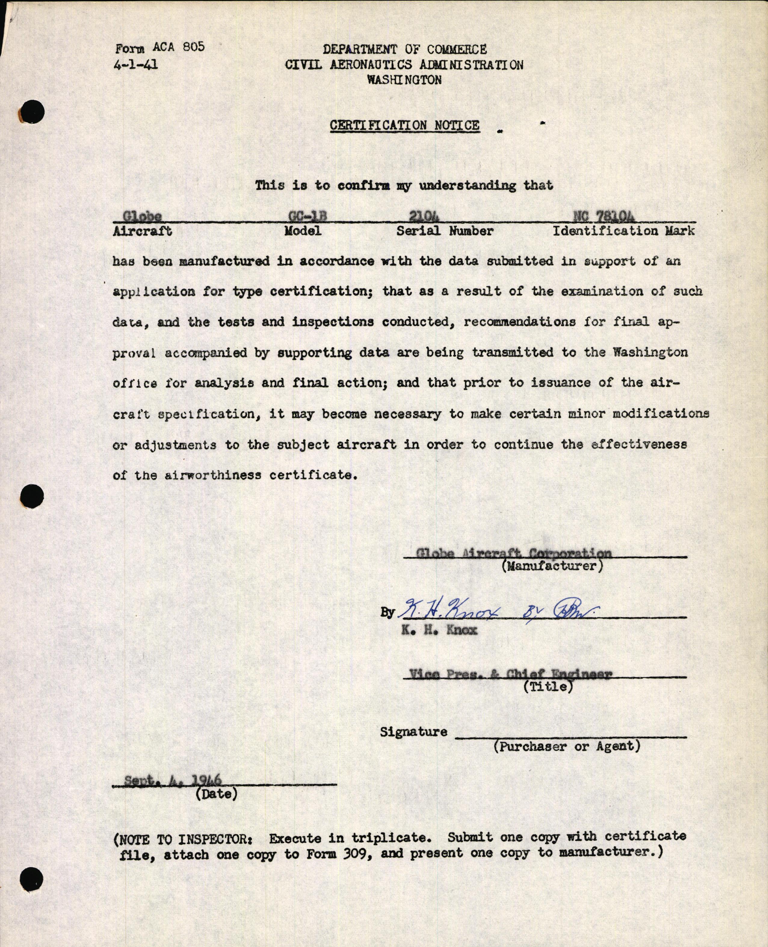 Sample page 3 from AirCorps Library document: Technical Information for Serial Number 2104