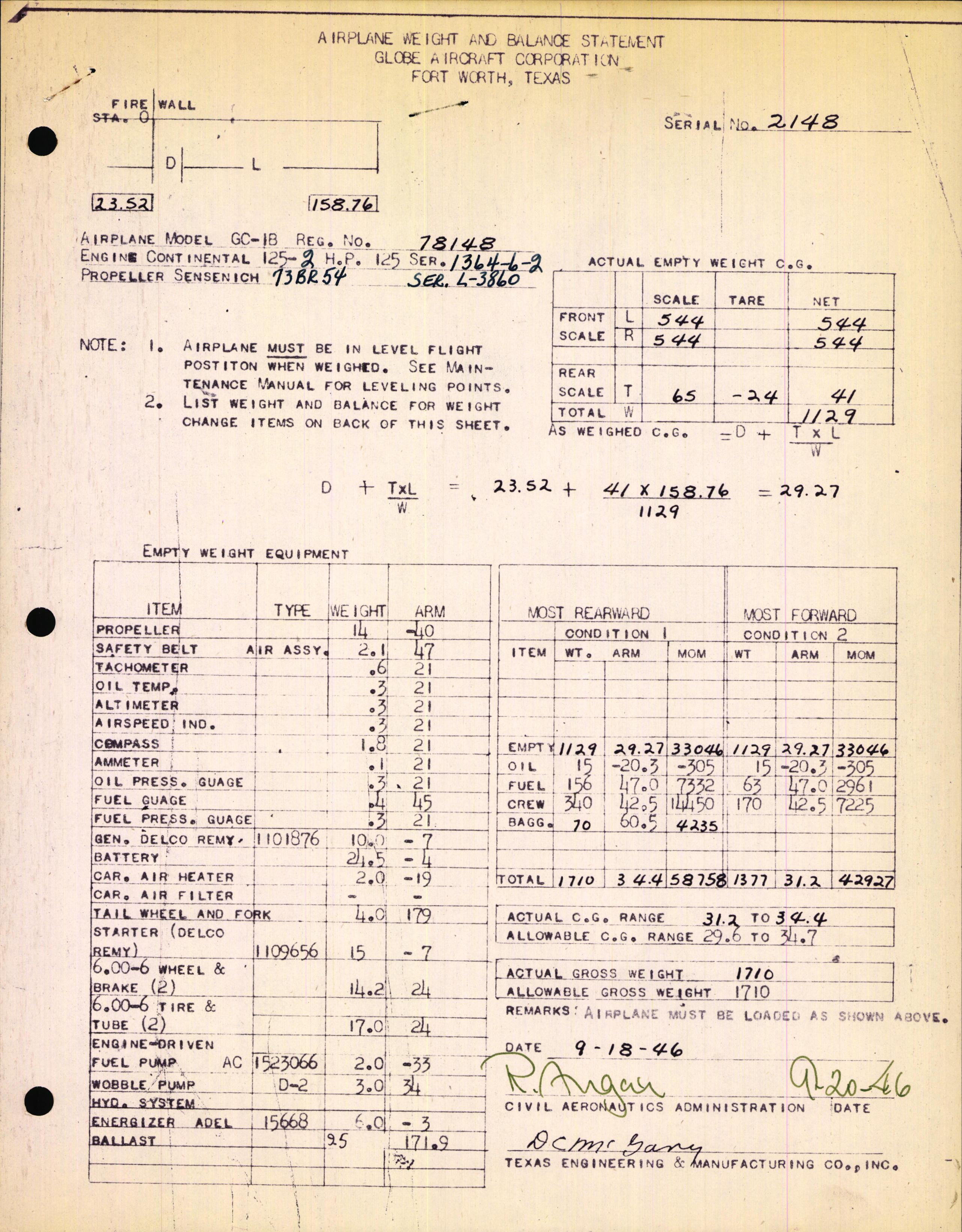 Sample page 3 from AirCorps Library document: Technical Information for Serial Number 2148