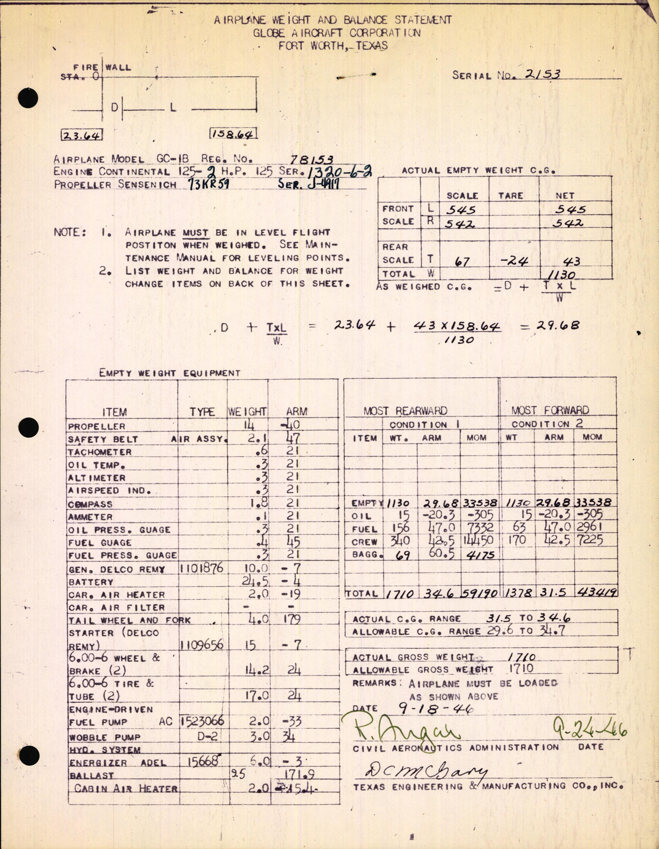 Sample page 3 from AirCorps Library document: Technical Information for Serial Number 2153