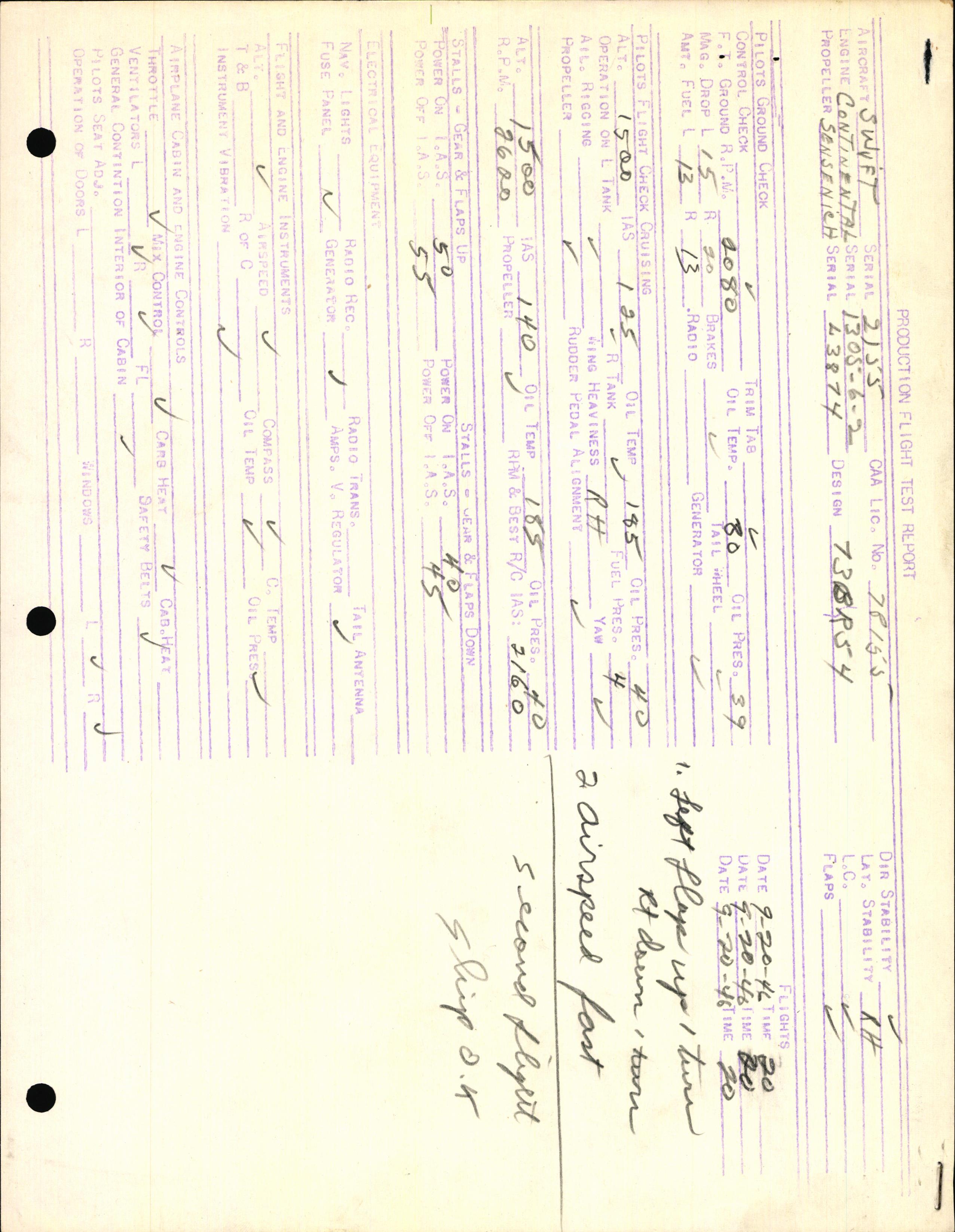 Sample page 3 from AirCorps Library document: Technical Information for Serial Number 2155