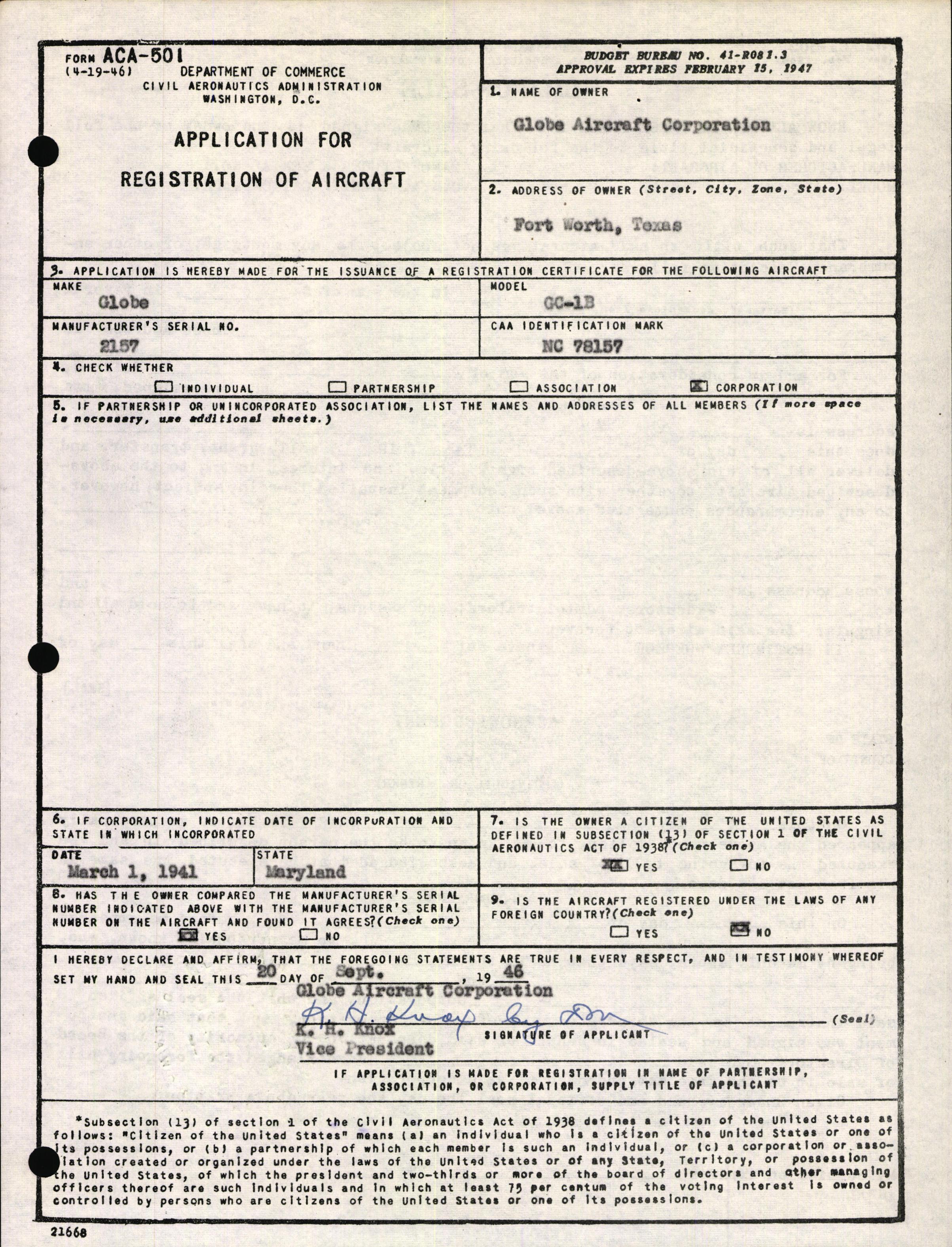 Sample page 3 from AirCorps Library document: Technical Information for Serial Number 2157