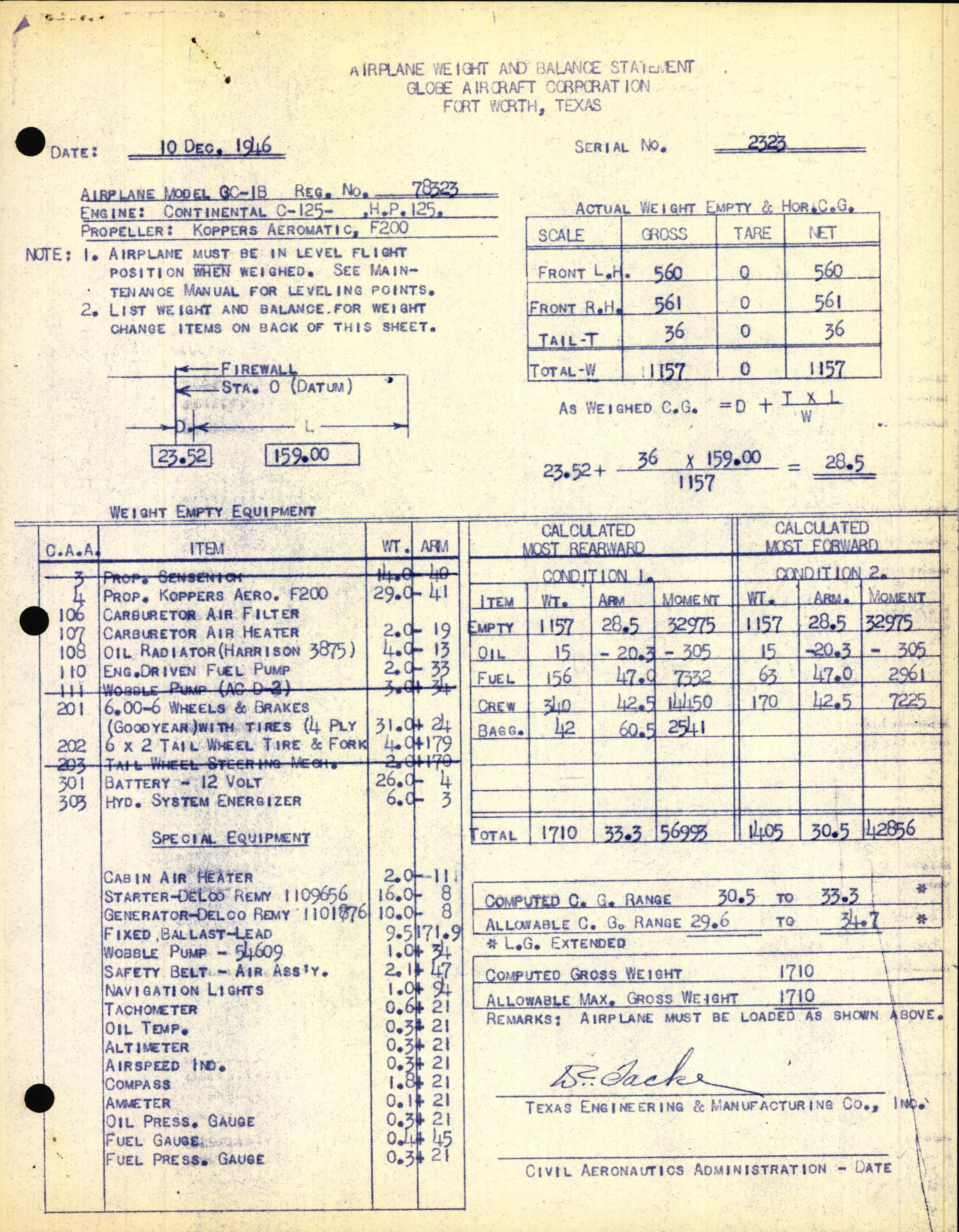 Sample page 3 from AirCorps Library document: Technical Information for Serial Number 2323
