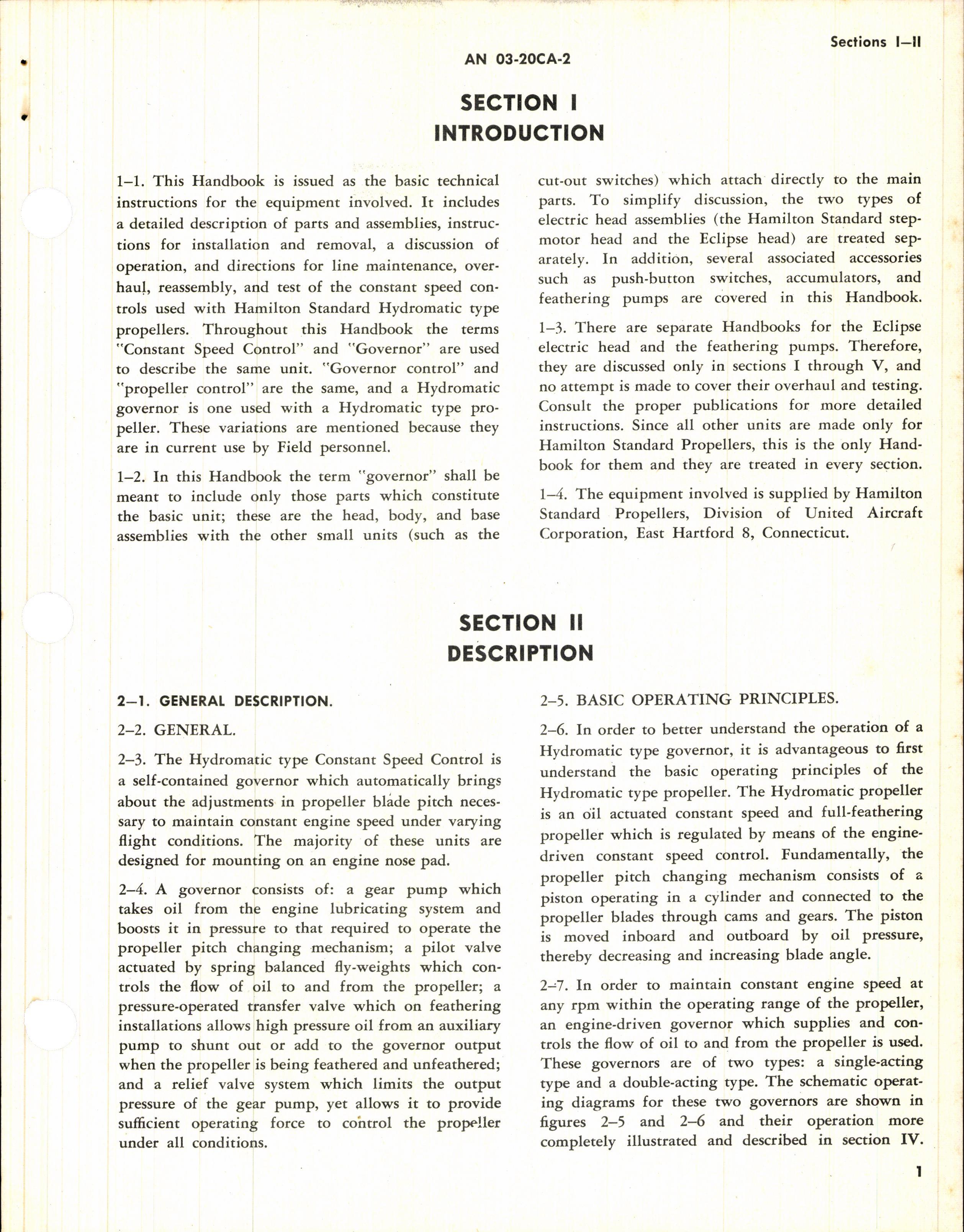 Sample page 5 from AirCorps Library document: Operation, Service, & Overhaul Instructions with Parts Catalog for Constant Speed and Hydromatic Propellers