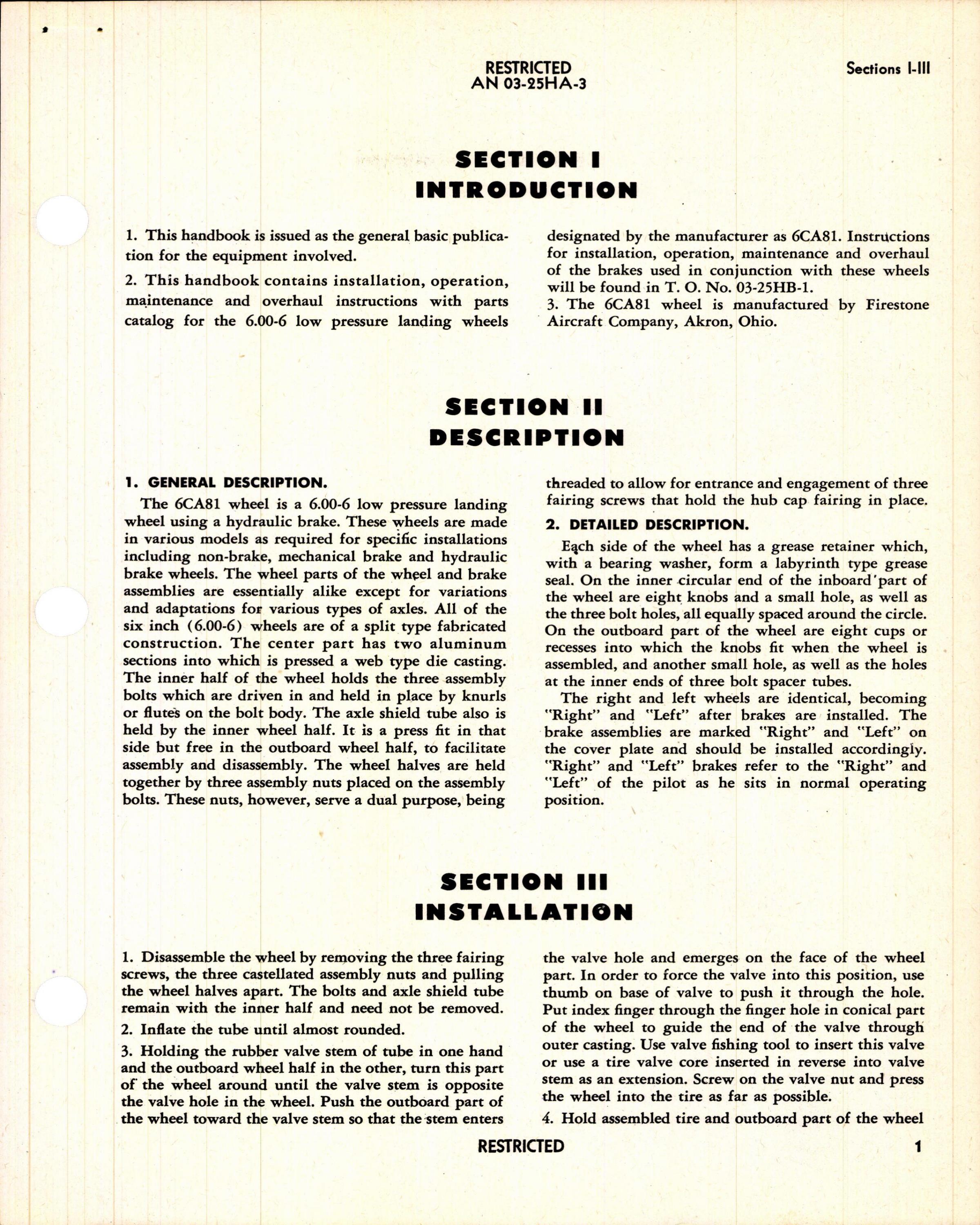 Sample page 5 from AirCorps Library document: Handbook of Instructions with Parts Catalog for Low Pressure Landing Wheels