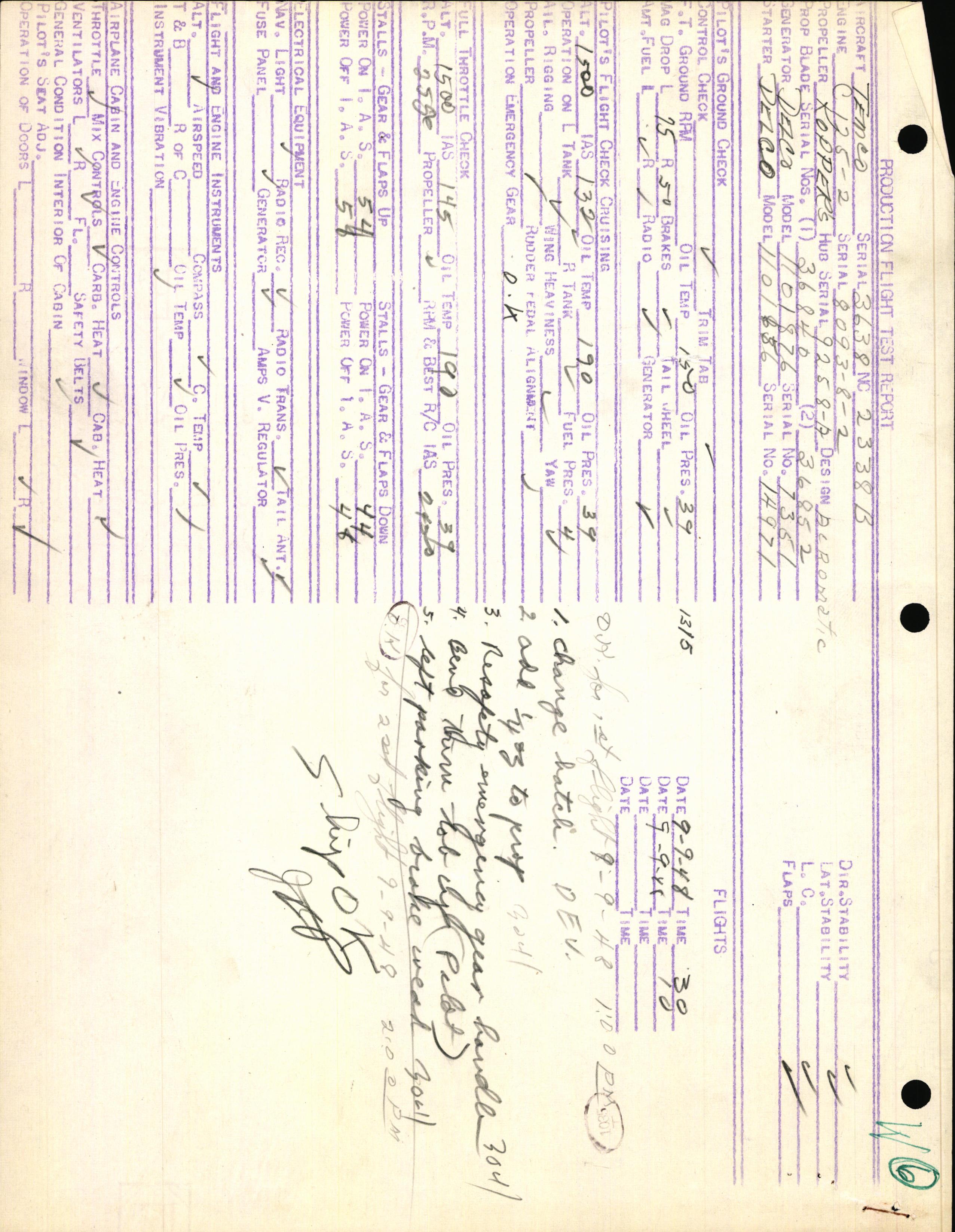 Sample page 3 from AirCorps Library document: Technical Information for Serial Number 3638