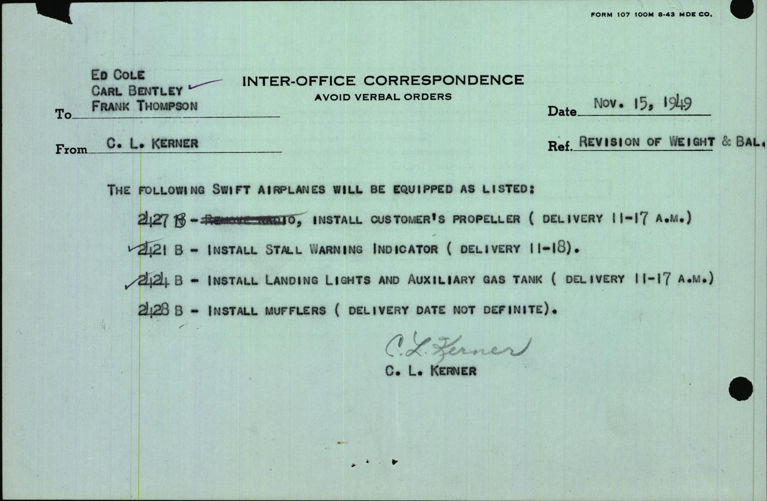 Sample page 3 from AirCorps Library document: Technical Information for Serial Number 3721