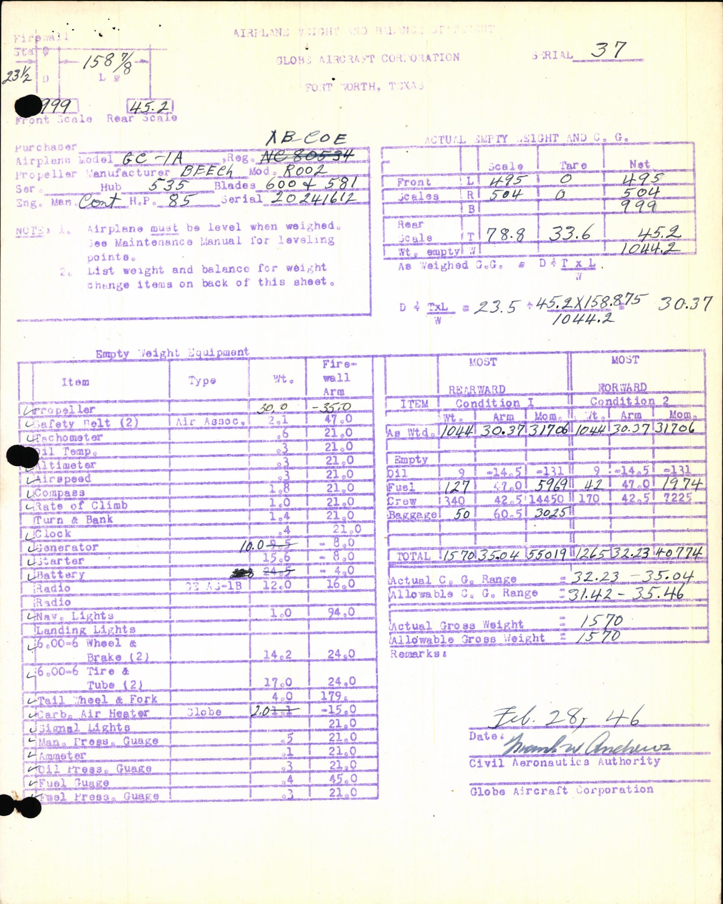 Sample page 7 from AirCorps Library document: Technical Information for Serial Number 37