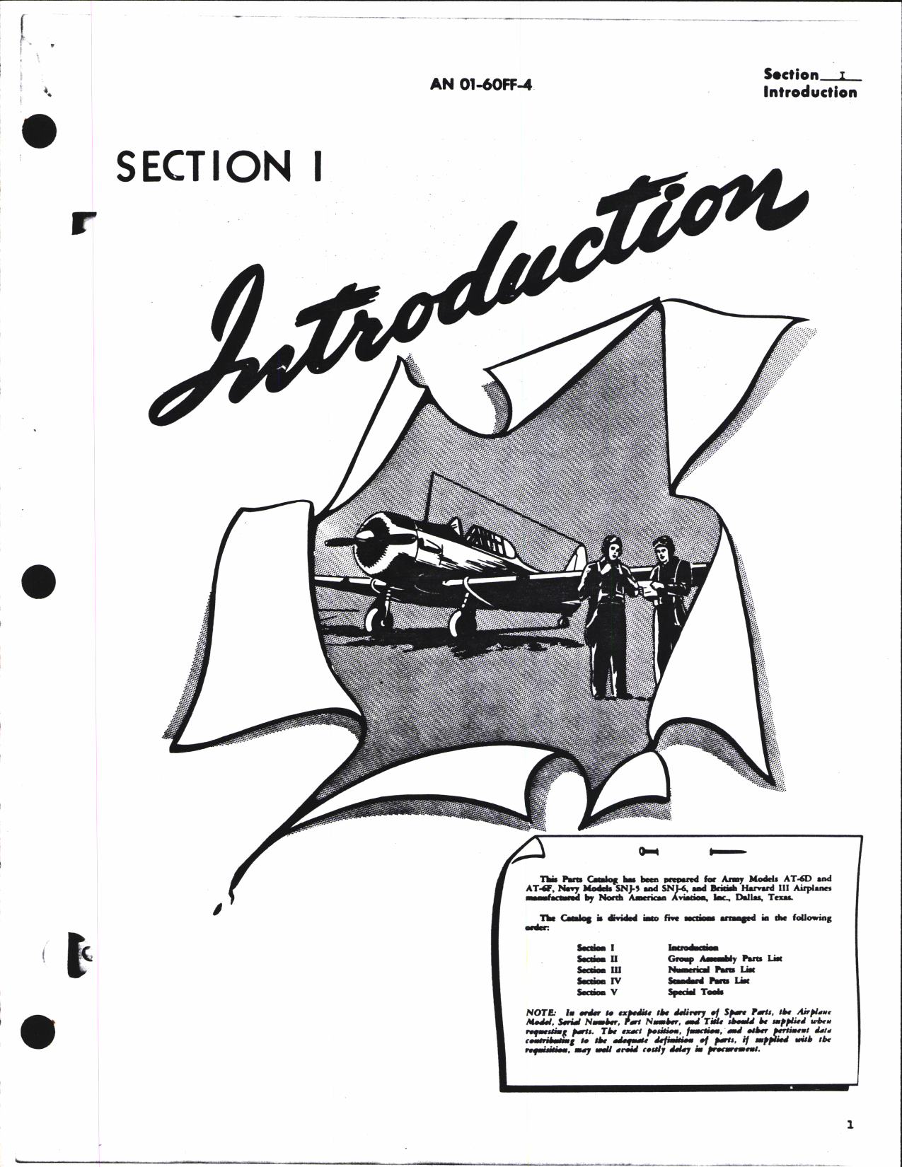 Sample page 5 from AirCorps Library document: Parts Catalog for T-6D (AT-6D), T-6F (AT-6F), SNJ-5, and SNJ-6