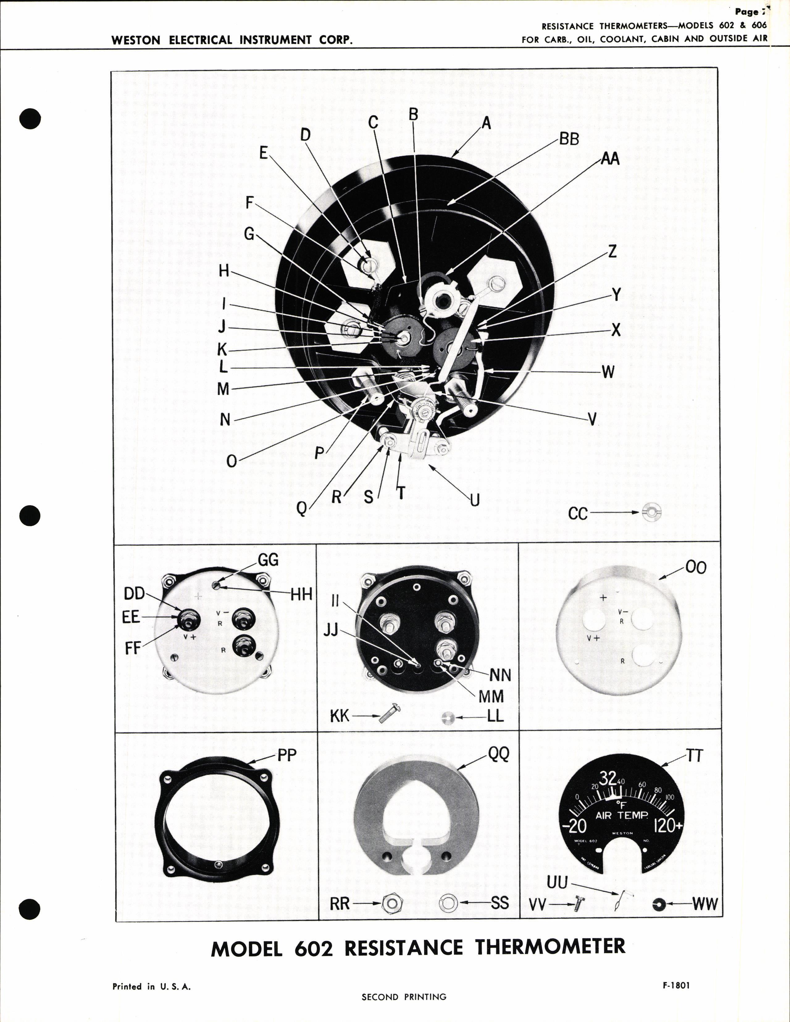 Sample page 7 from AirCorps Library document: Service Instructions for Models 602 & 606 Resistance Thermometers