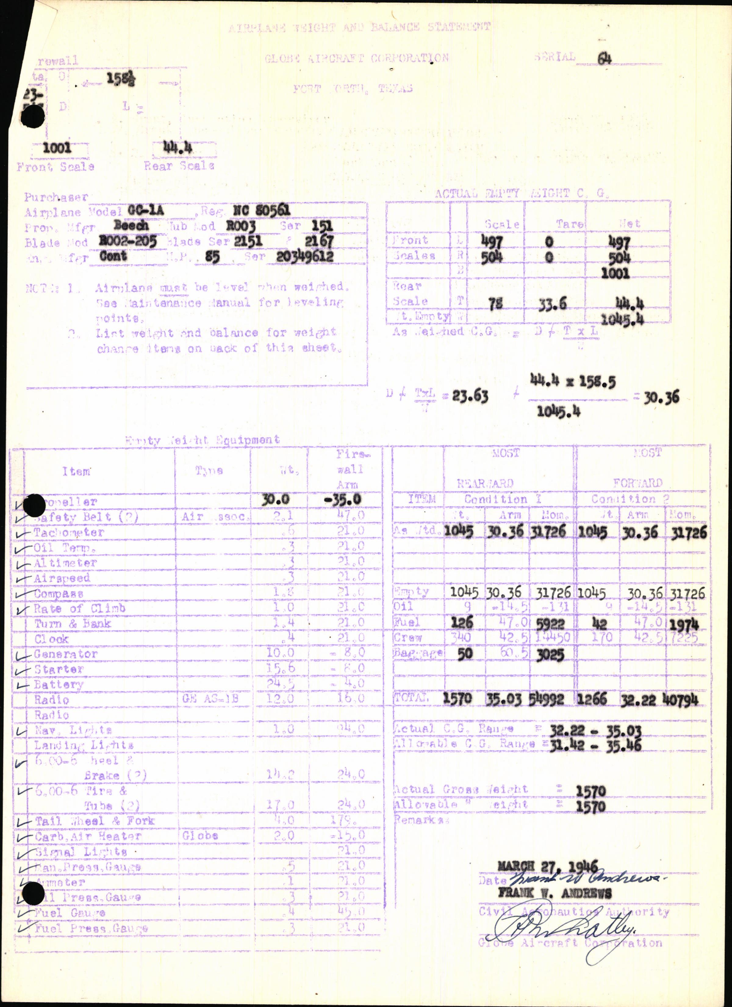 Sample page 7 from AirCorps Library document: Technical Information for Serial Number 64