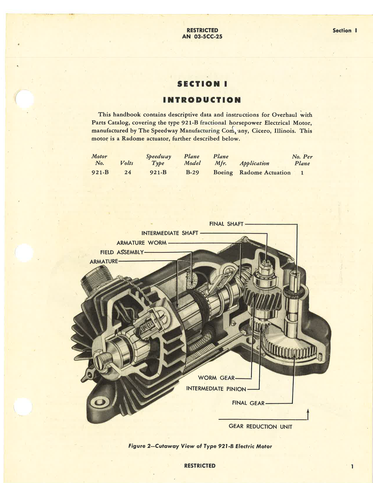 Sample page 5 from AirCorps Library document: Overhaul Instructions with Parts Catalog for Type 921-B Fractional Horsepower Electrical Motor