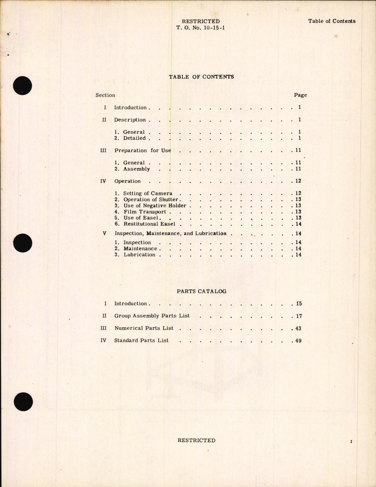 Sample page 1 from AirCorps Library document: Handbook of Instructions with Parts Catalog for Type B-9 Projection Printer