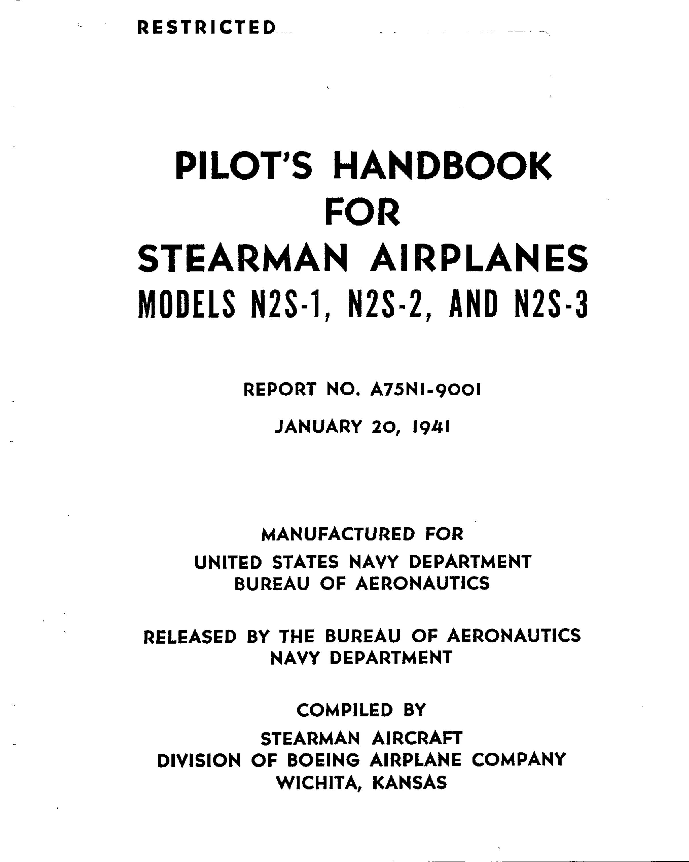 Sample page 1 from AirCorps Library document: Stearman Pilot's Handbook