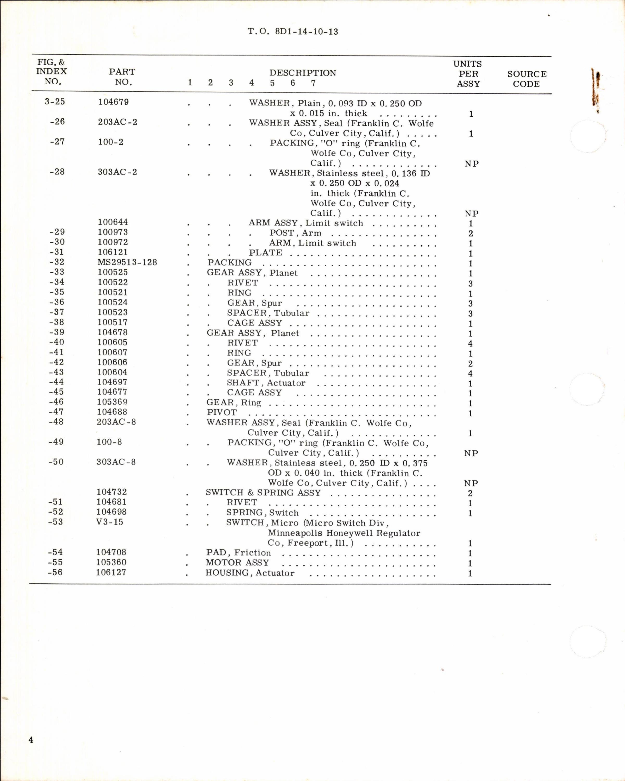 Sample page 4 from AirCorps Library document: Instructions w Parts Breakdown for Actuator Assembly No 106128