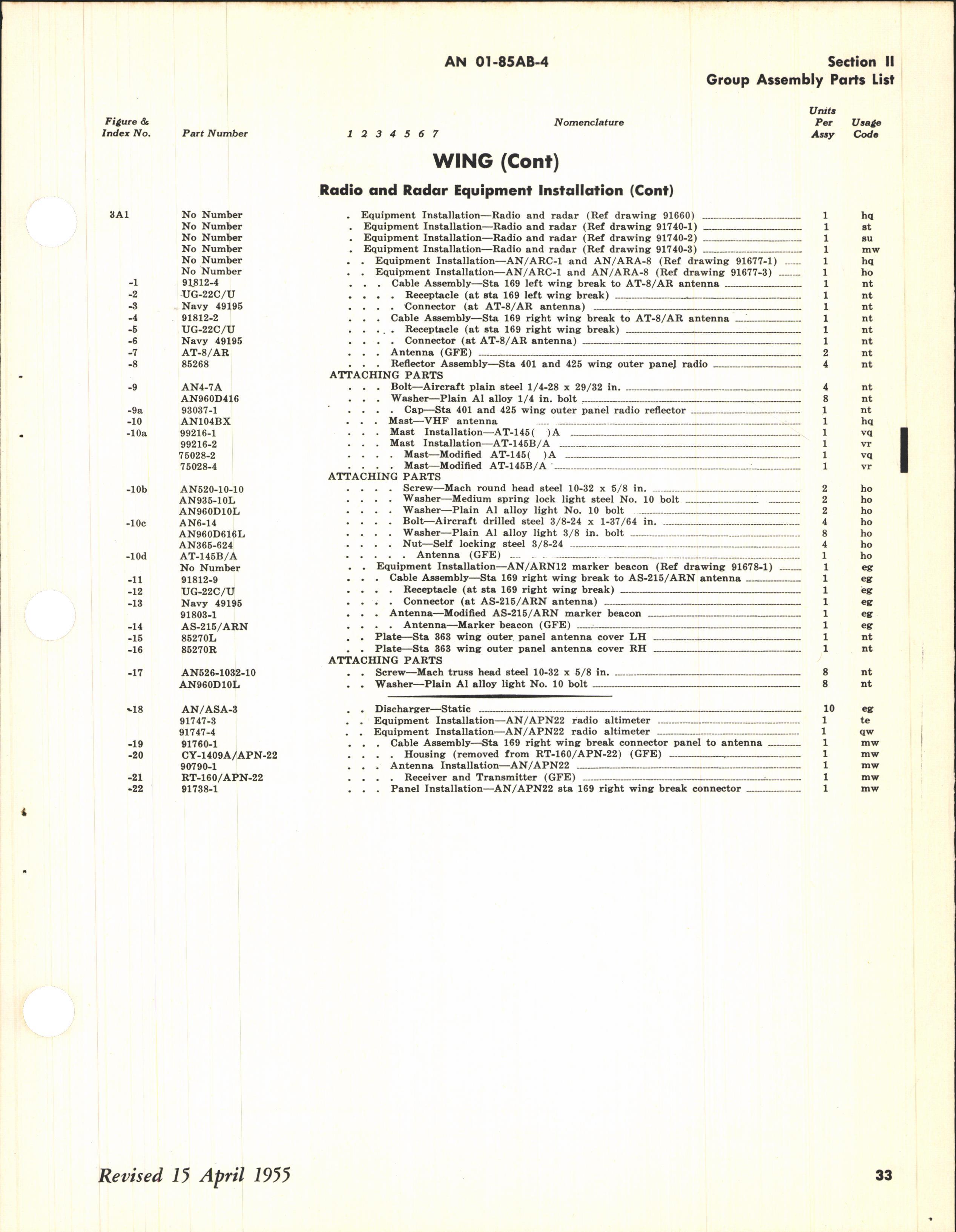 Sample page 33 from AirCorps Library document: Parts Catalog for UF-1, UF-1T, and SA-16A-GR Aircraft