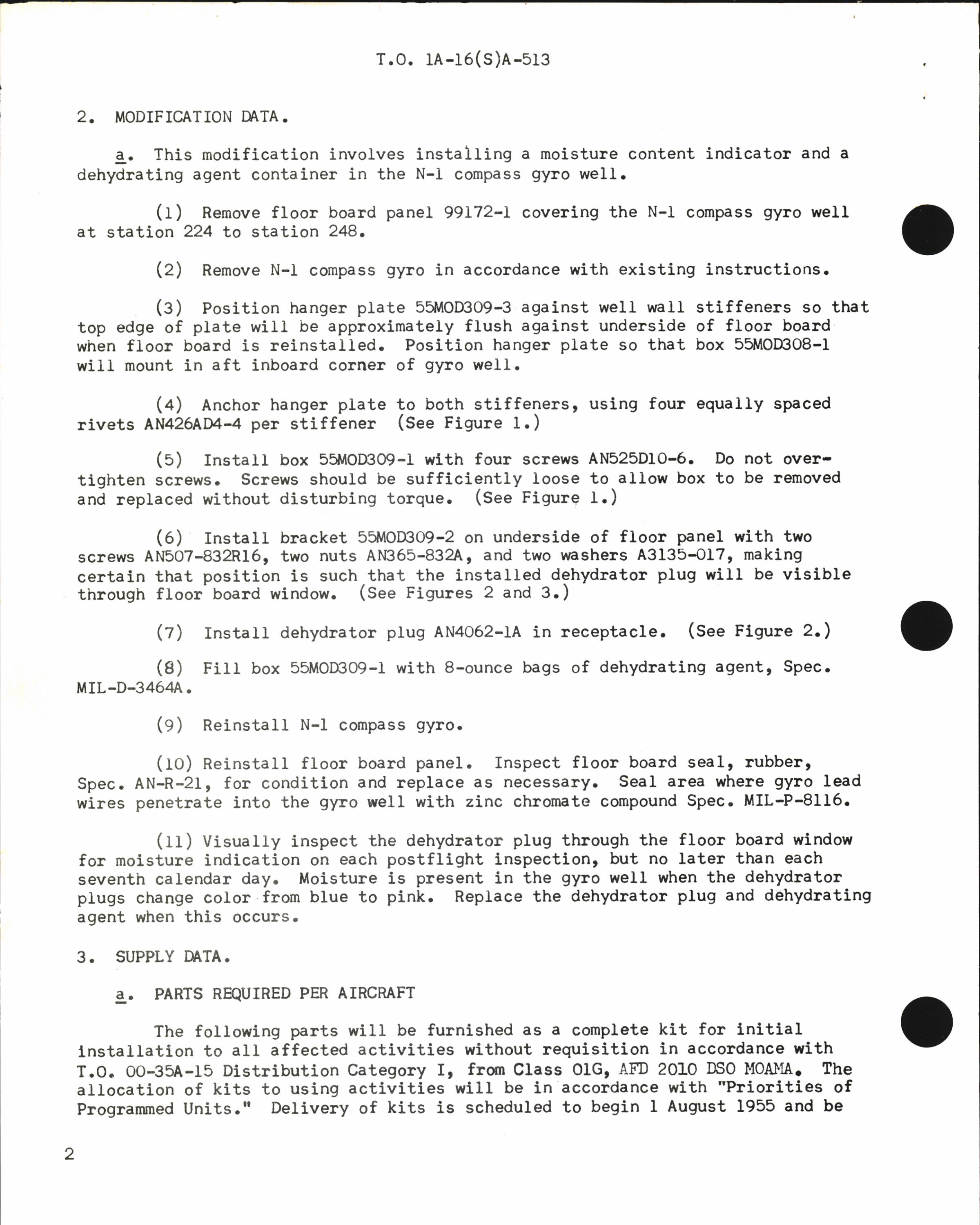 Sample page 2 from AirCorps Library document: installation of Dehydrating Agent in N-1 Compass Gyro Well for SA-16A Aircraft