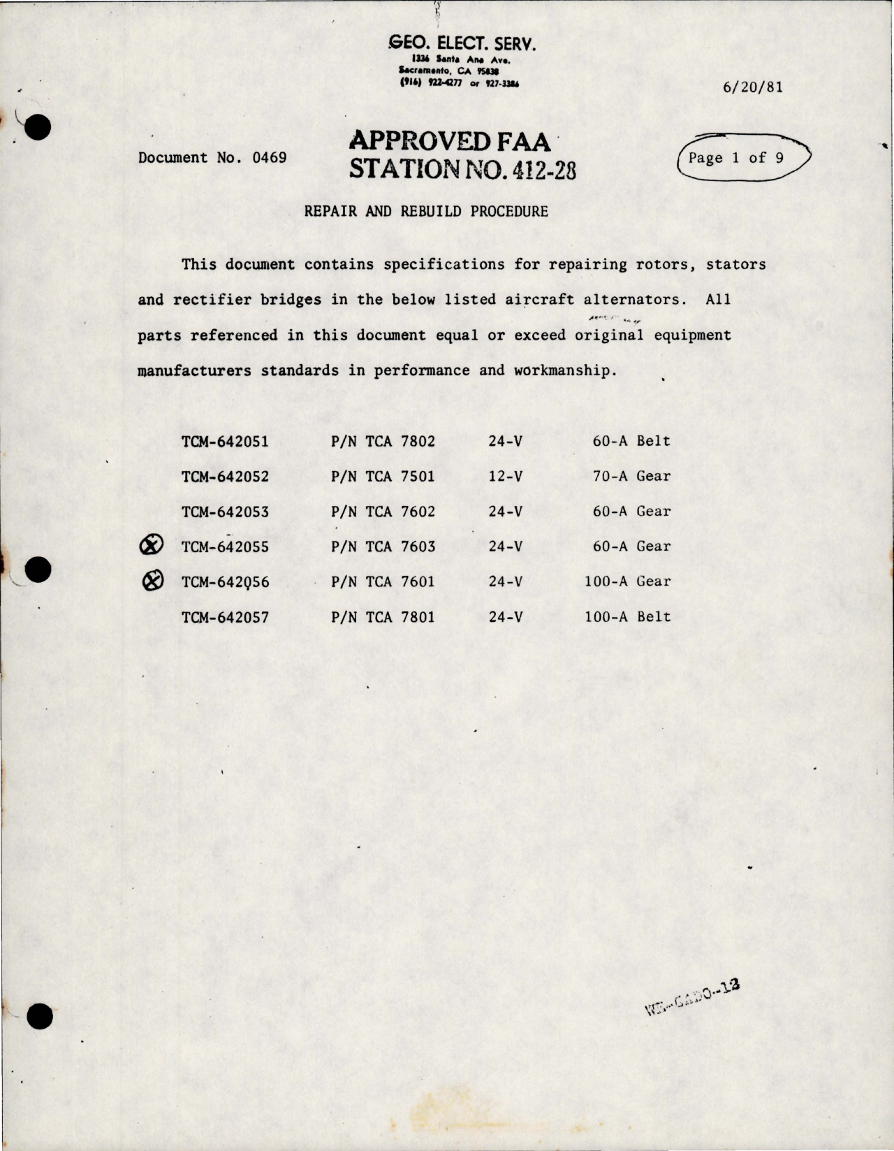Sample page 1 from AirCorps Library document: Repair and Rebuild Procedure for Rotors, Stators and Rectifier Bridges