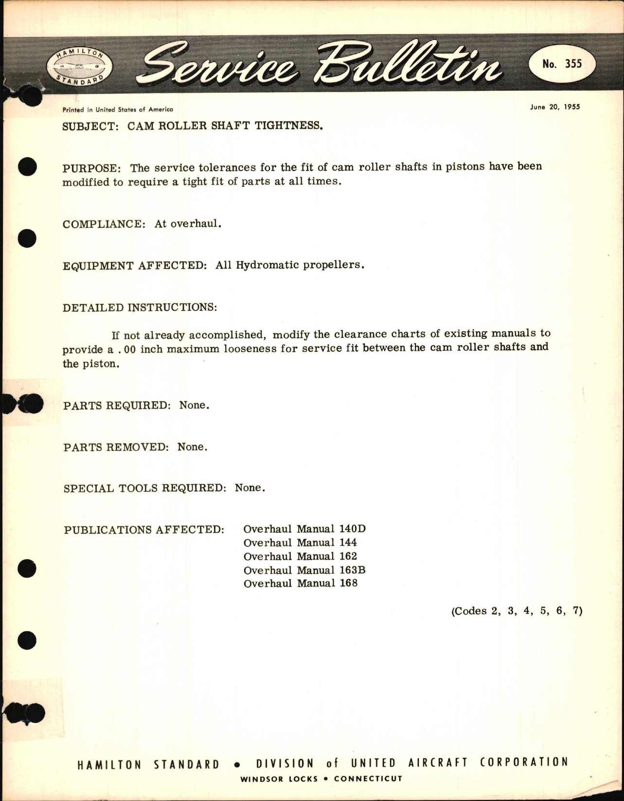 Sample page 1 from AirCorps Library document: Cam Roller Shaft Tightness