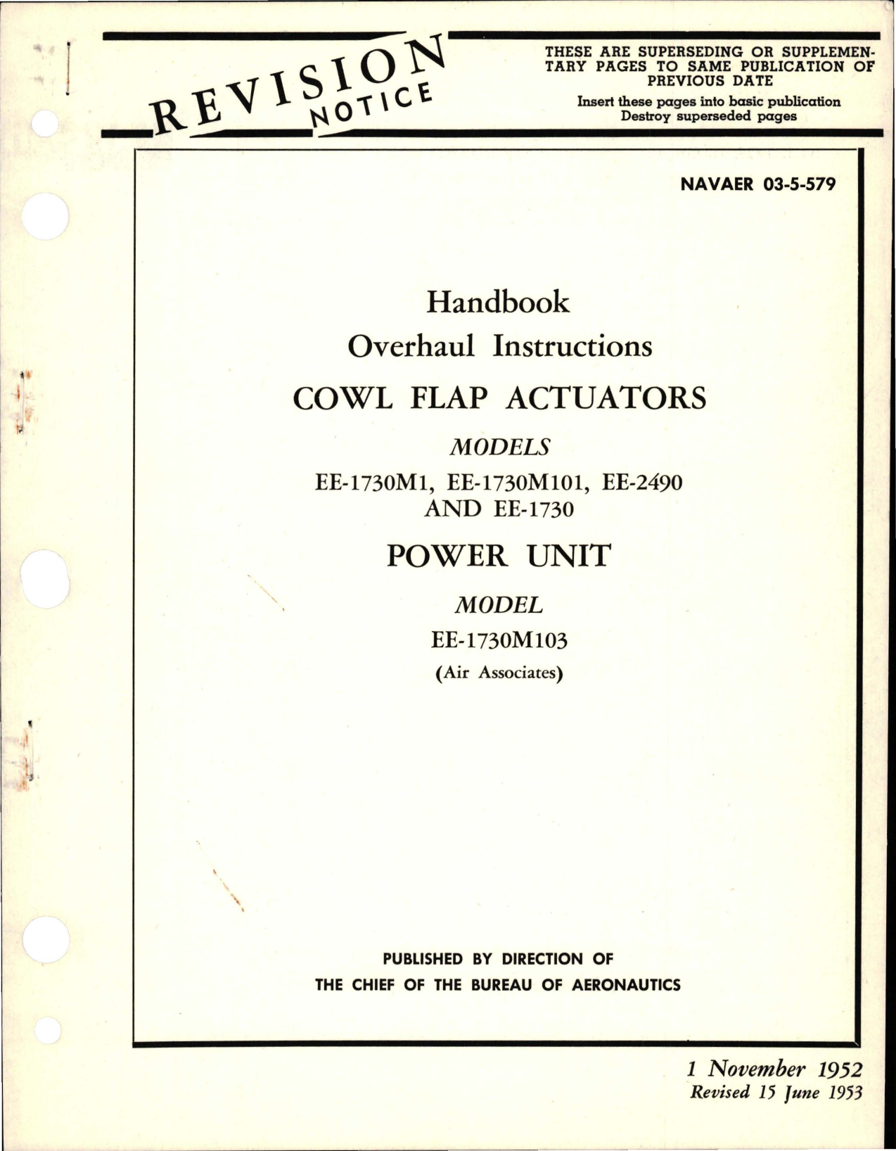 Sample page 1 from AirCorps Library document: Overhaul Instructions for Cowl Flap Actuators and Power Unit 