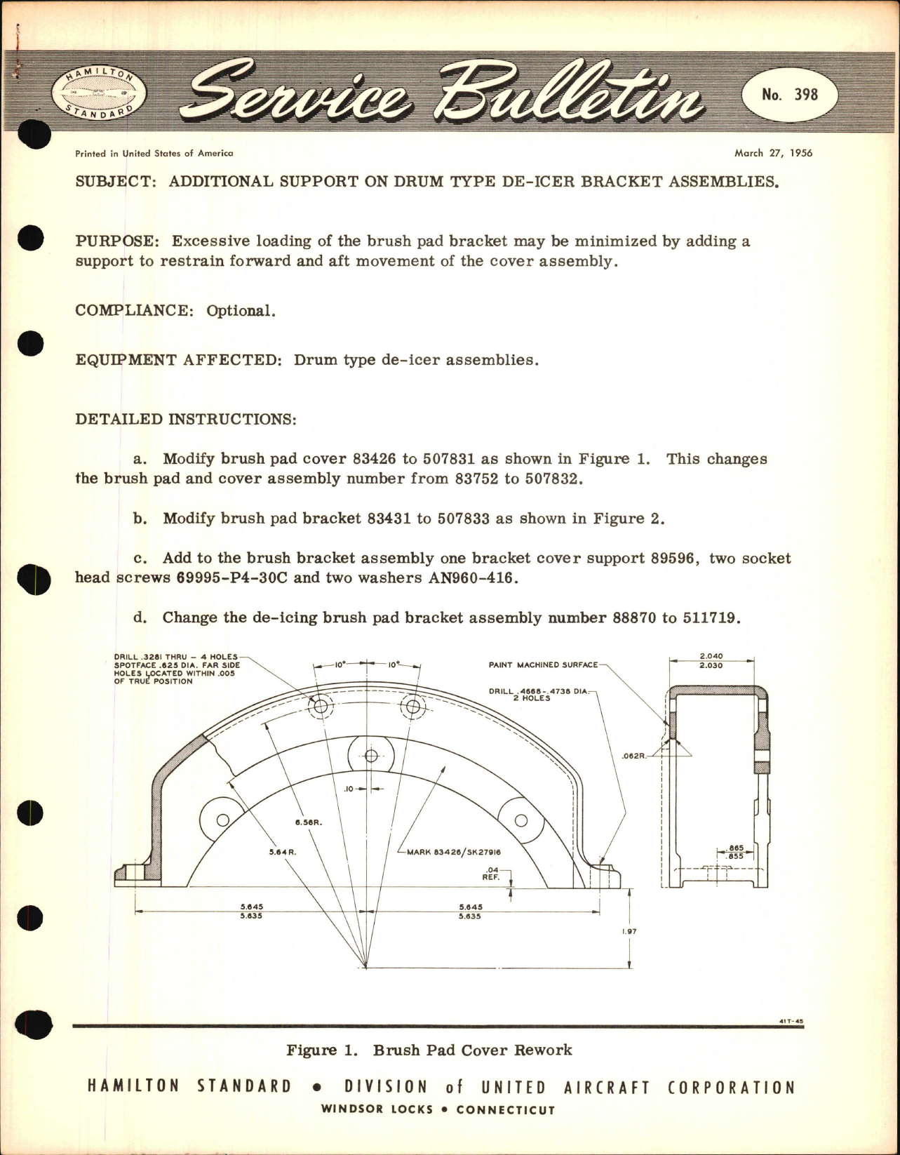 Sample page 1 from AirCorps Library document: Additional Support on Drum Type De-Icer Bracket Assemblies