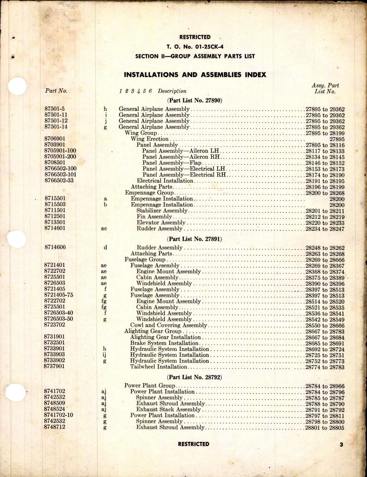 Sample page 5 from AirCorps Library document: Parts Catalog for Army Models P-40K and P-40K-1