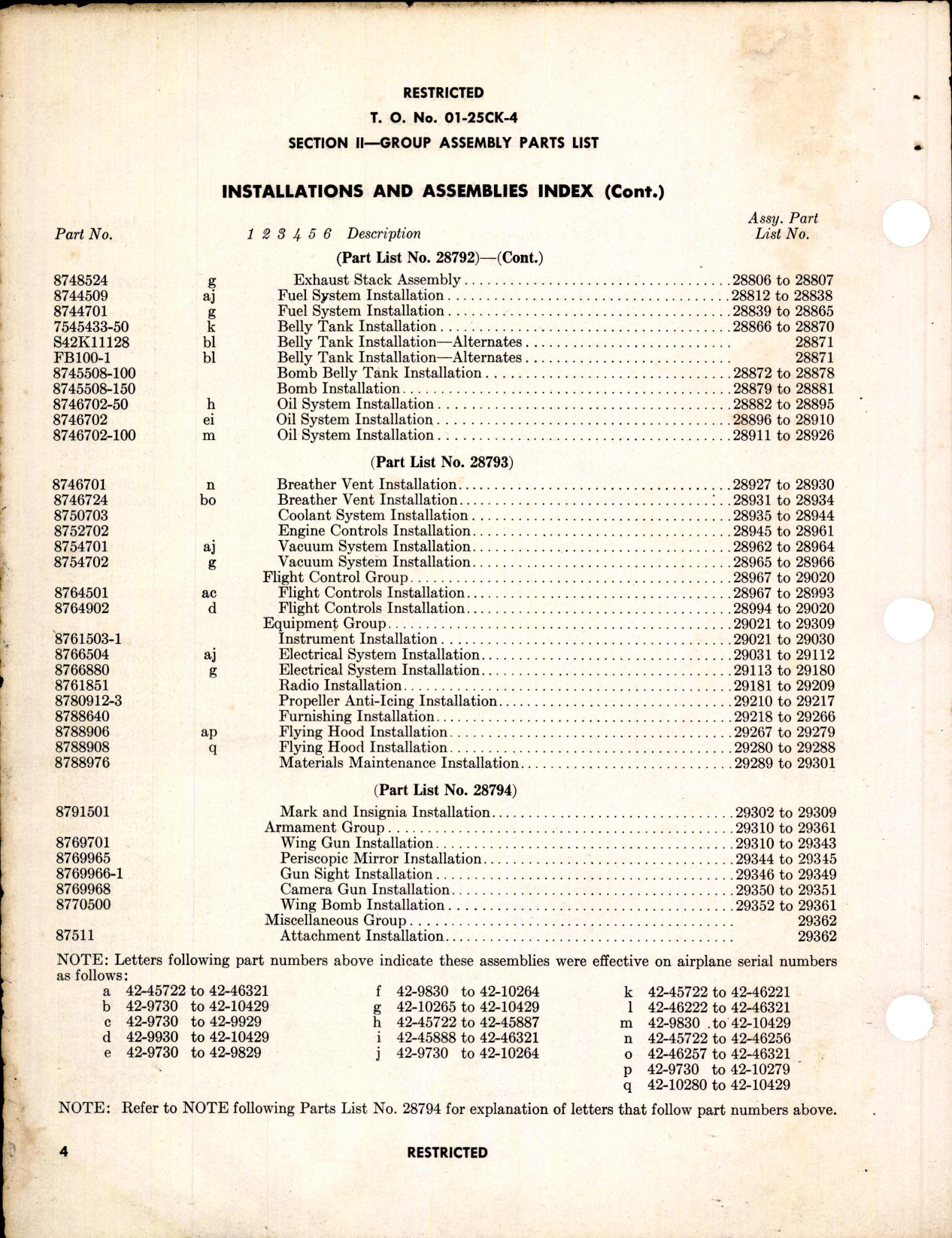 Sample page 6 from AirCorps Library document: Parts Catalog for Army Models P-40K and P-40K-1