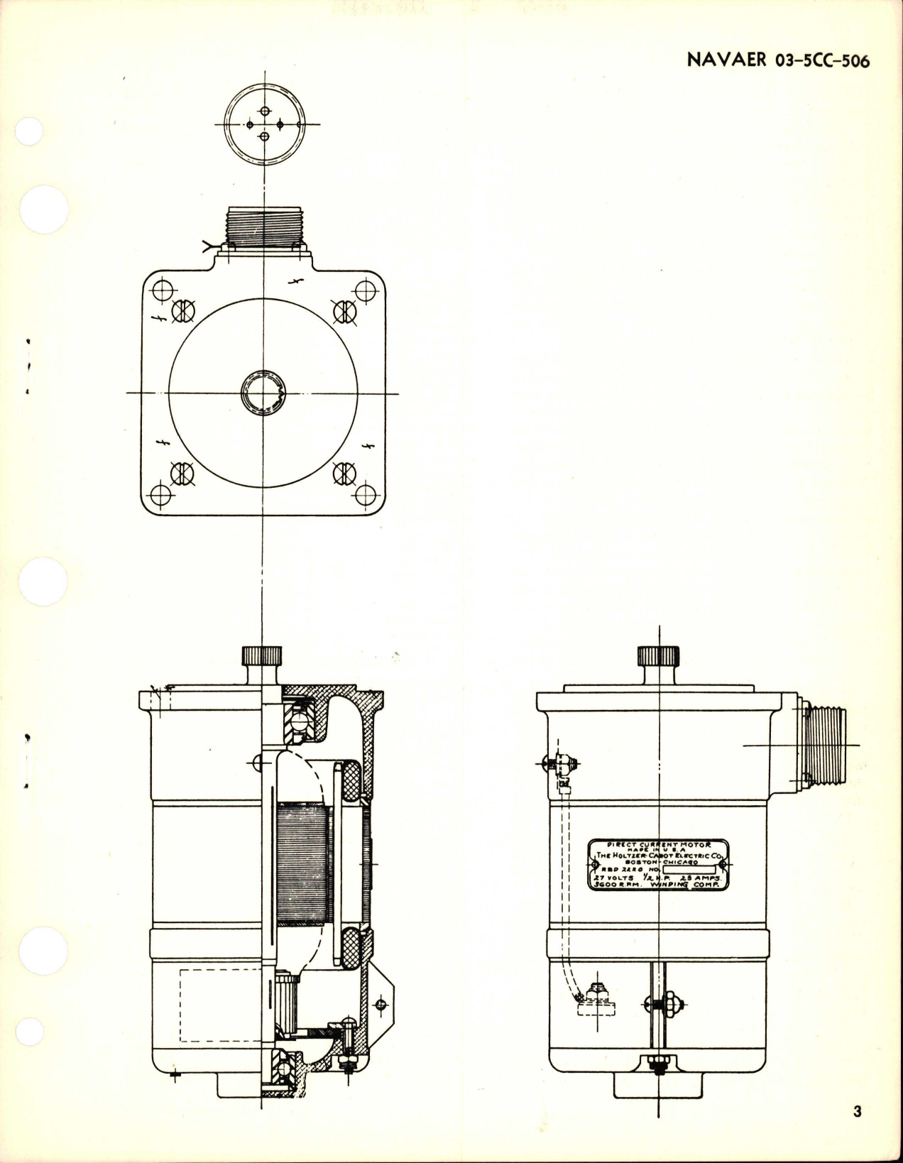 Sample page 5 from AirCorps Library document: Maintenance Instructions for Bomb Bay Actuating Motor - .5 HP - 3600 RPM- 27 Volts DC - Type RBD 2220