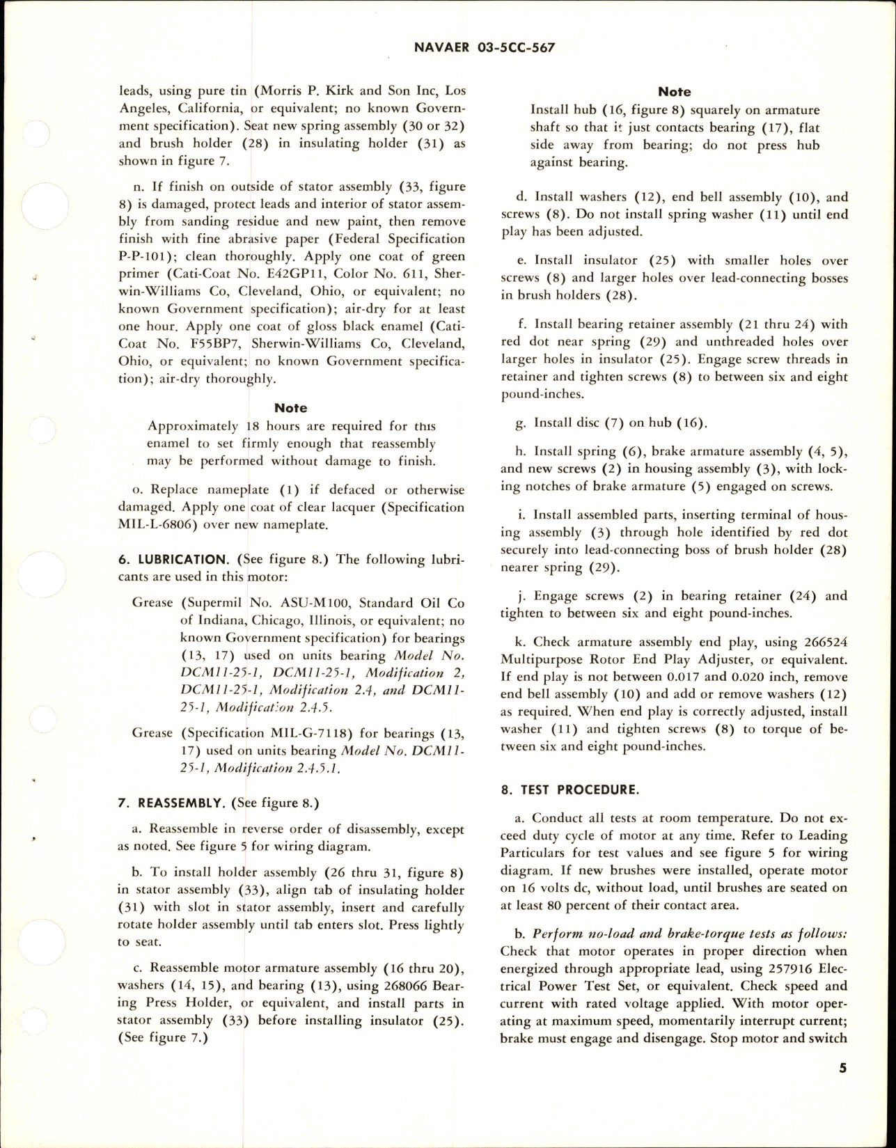 Sample page 5 from AirCorps Library document: Overhaul Instructions with Parts Breakdown for Direct Current Motor - Part 36873 - Model DCM11-25-1